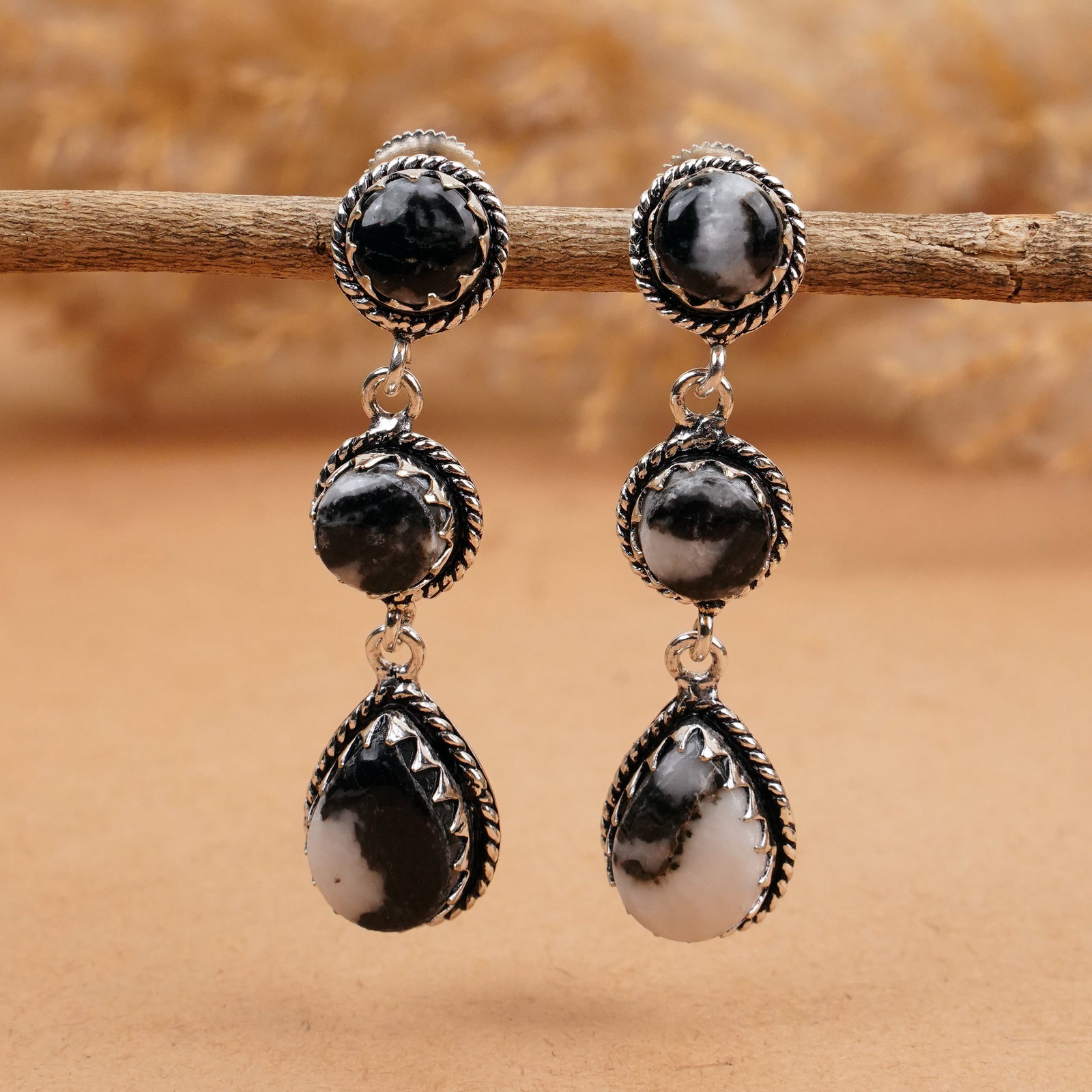 Natural Zebra Jasper Silver Plated Handmade Stud Earring: Product ID: 260410125148 Product - Handmade Silver Plated Stud Earring Metal - 925 Sterling Silver Plated Earring Type - Stud Gemstone - Zebra Jasper Gemstone Origin - Africa Gemstone Size - 10X14 MM 