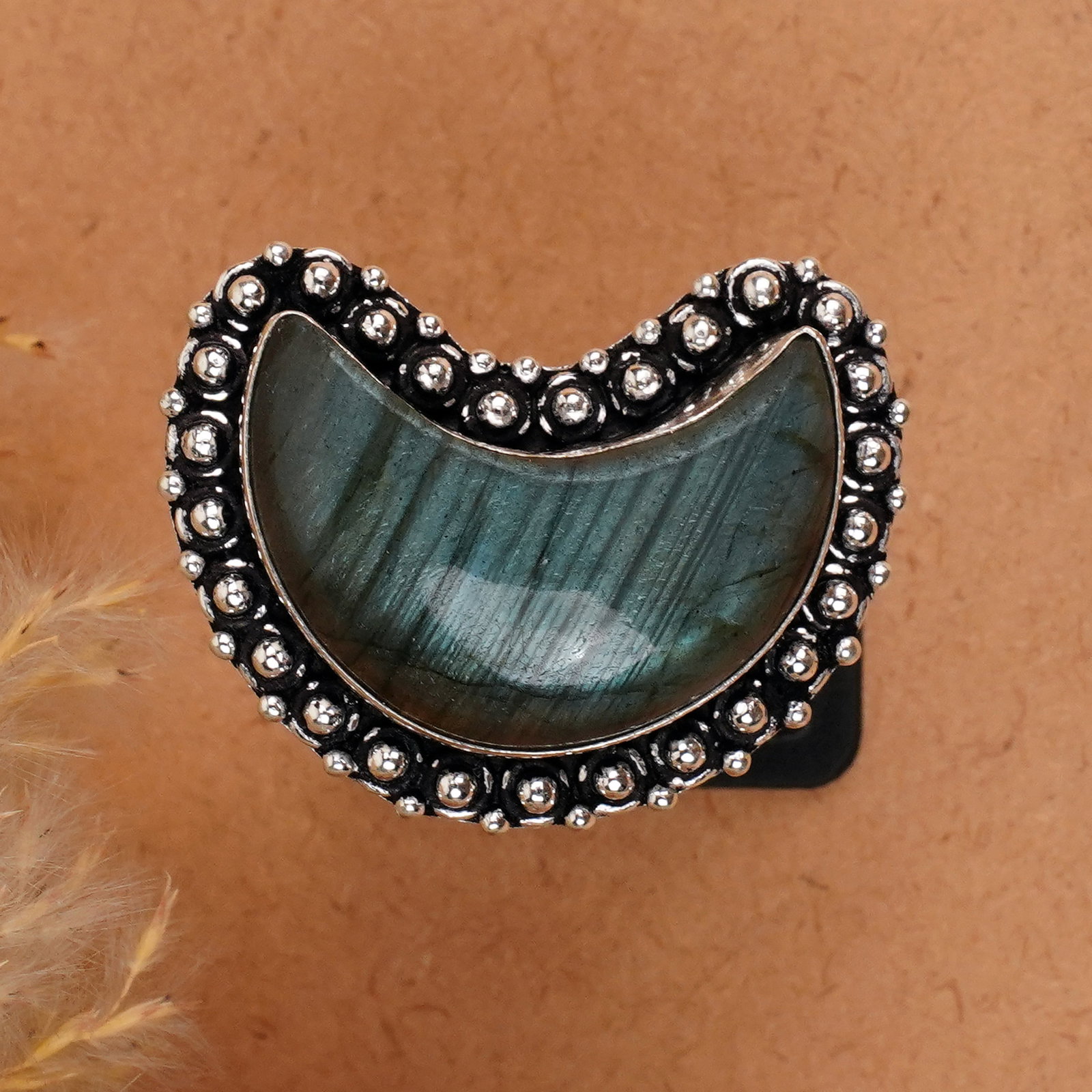 Natural Moon Labradorite Silver Plated Handmade Ring - 9MM (1 of 3)