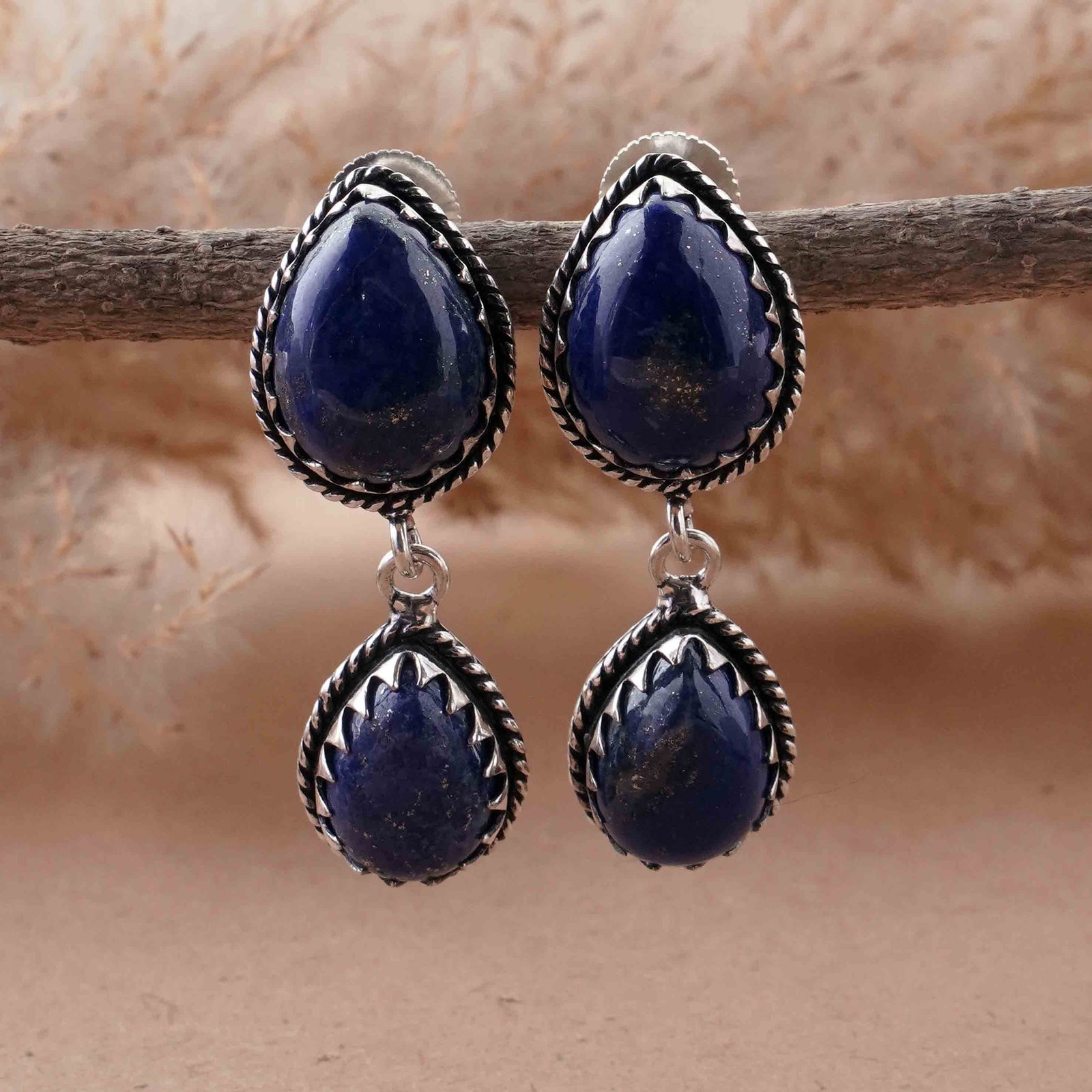 Natural Lapis Sterling Silver Plated Handmade Stud Earring: Product ID: 260418104605 Product - Handmade Silver Plated Stud Earring Metal - 925 Sterling Silver Plated Earring Type - Stud Gemstone - Lapis Lazuli Gemstone Origin - Afghanistan Gemstone Size - 12X1