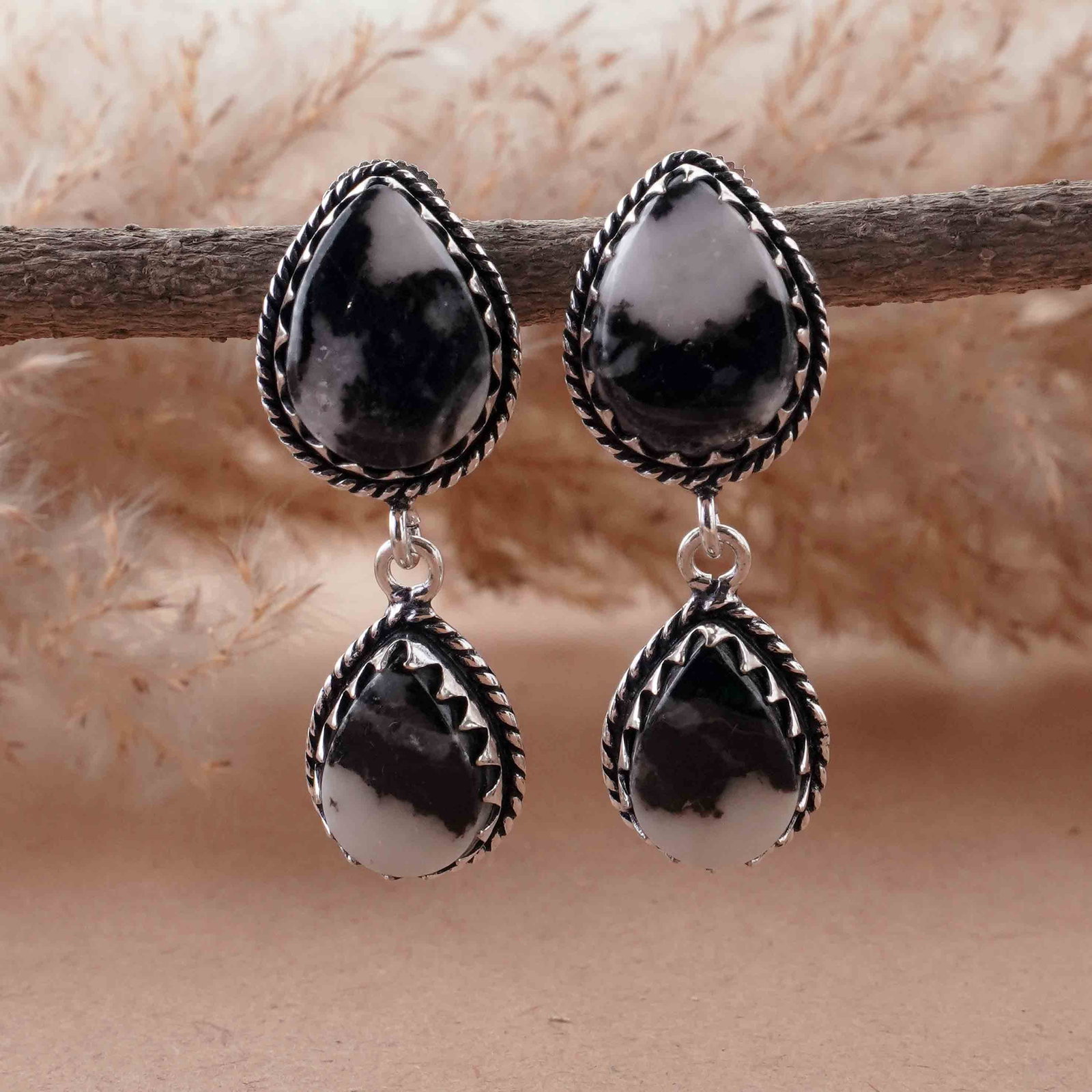 Natural Zebra Jasper Silver Plated Handmade Stud Earring: Product ID: 260418104452 Product - Handmade Silver Plated Stud Earring Metal - 925 Sterling Silver Plated Earring Type - Stud Gemstone - Zebra Jasper / White Buffalo Gemstone Origin - Africa Gemstone 