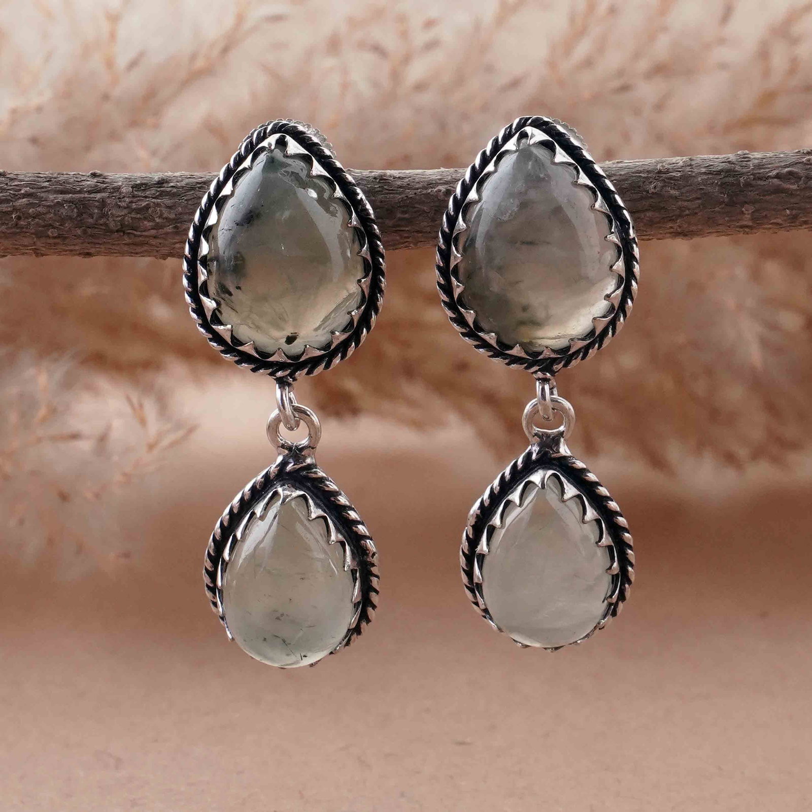 Natural Prehnite Silver Plated Handmade Stud Earring: Product ID: 260418104151 Product - Handmade Silver Plated Stud Earring Metal - 925 Sterling Silver Plated Earring Type - Stud Gemstone - Prehnite Gemstone Origin - South Africa Gemstone Size - 12X16 M