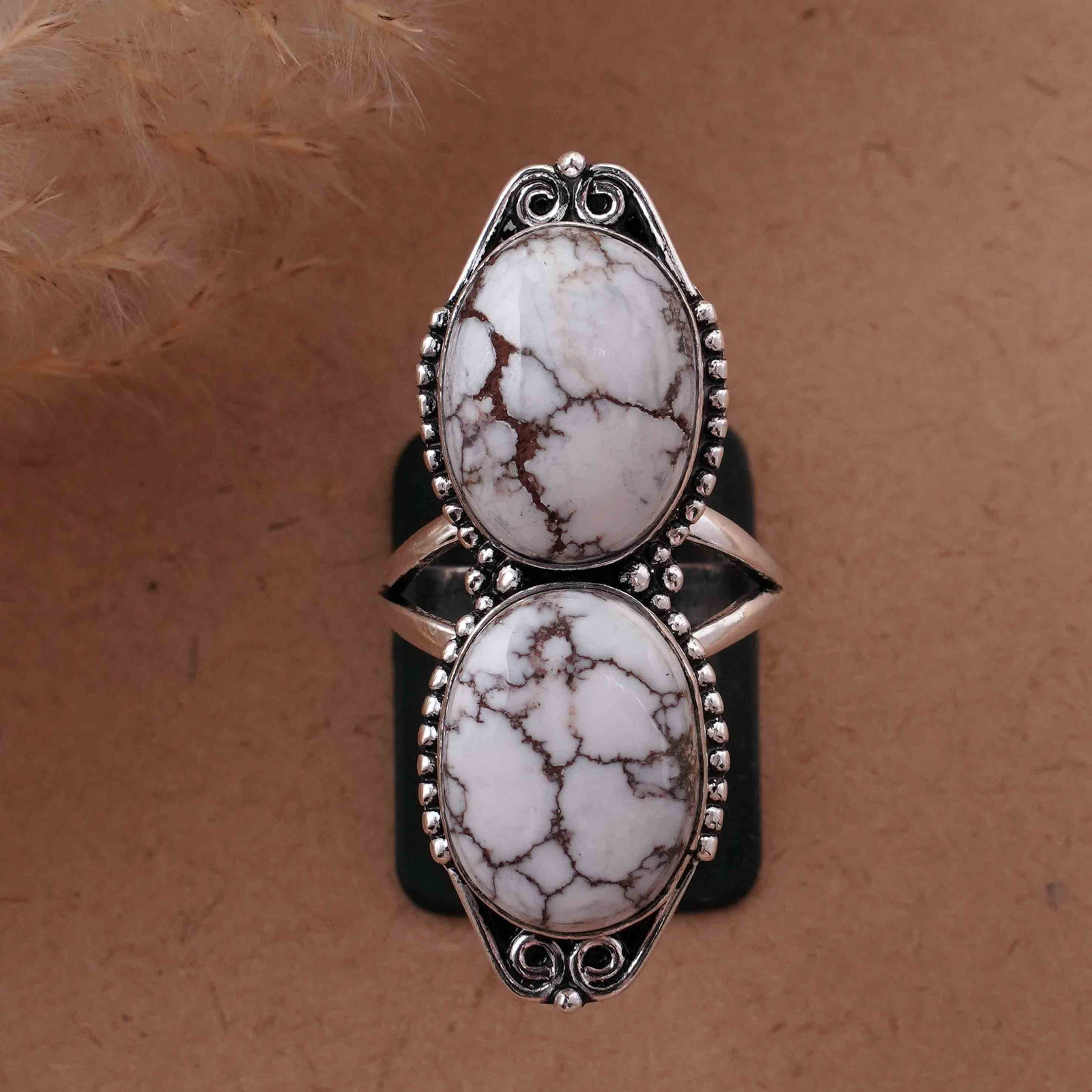 Natural Wild Horse Silver Plated Handmade Ring - 8MM: Product ID: 260417131012 Product - Handmade Silver Plated Ring Metal - 92.5 Sterling Silver Plated Ring Size - 8MM Gemstone - Wild Horse Gemstone Origin - United States Gemstone Size - 12X16 MM ( 2 St