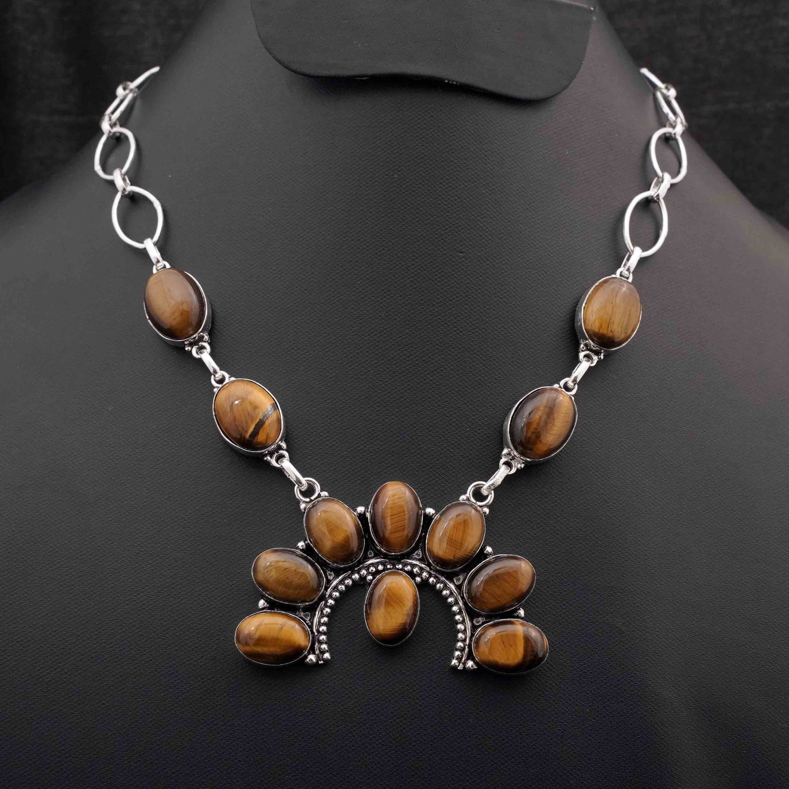 Natural Tiger Eye Silver Plated Handmade Choker Necklace (1 of 3)