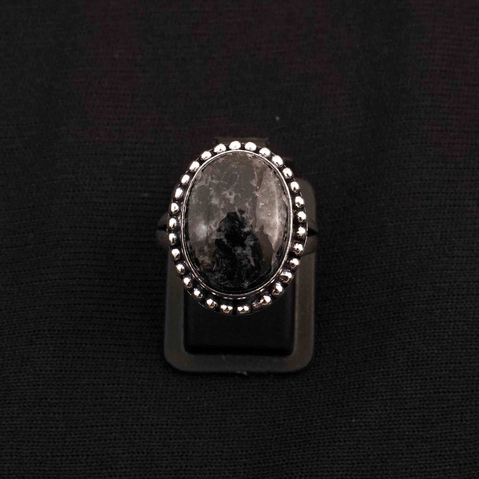 Natural Zebra Jasper Silver Plated Handmade Ring - 7MM: Product ID: 260413123326 Product - Handmade Silver Plated Ring Metal - 92.5 Sterling Silver Plated Ring Size - 7MM Gemstone - Zebra Jasper / White Buffalo Gemstone Origin - Africa Gemstone Size - 12X1