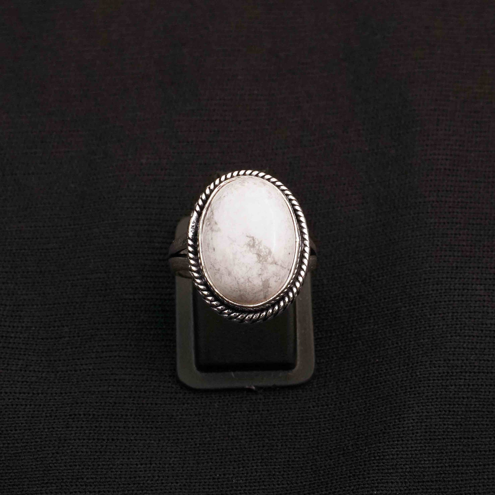 Natural Howlite Silver Plated Handmade Ring - 7MM: Product ID: 260413123025 Product - Handmade Silver Plated Ring Metal - 92.5 Sterling Silver Plated Ring Size - 7MM Gemstone - Howlite Gemstone Origin - Canada Gemstone Size - 12x16 MM Gemstone Shape -