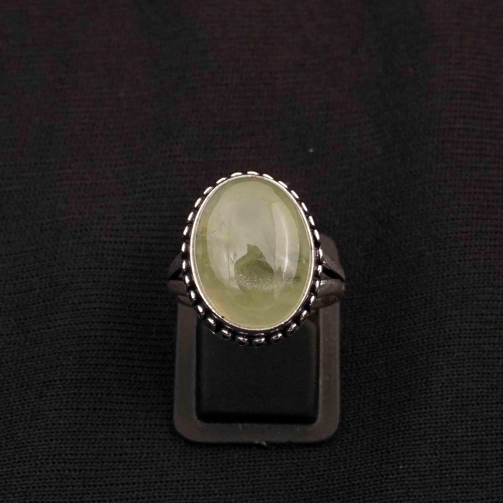 Natural Prehnite Silver Plated Handmade Ring - 7MM: Product ID: 260413122756 Product - Handmade Silver Plated Ring Metal - 92.5 Sterling Silver Plated Ring Size - 7MM Gemstone - Prehnite Gemstone Origin - South Africa Gemstone Size - 12X16 MM Gemstone 