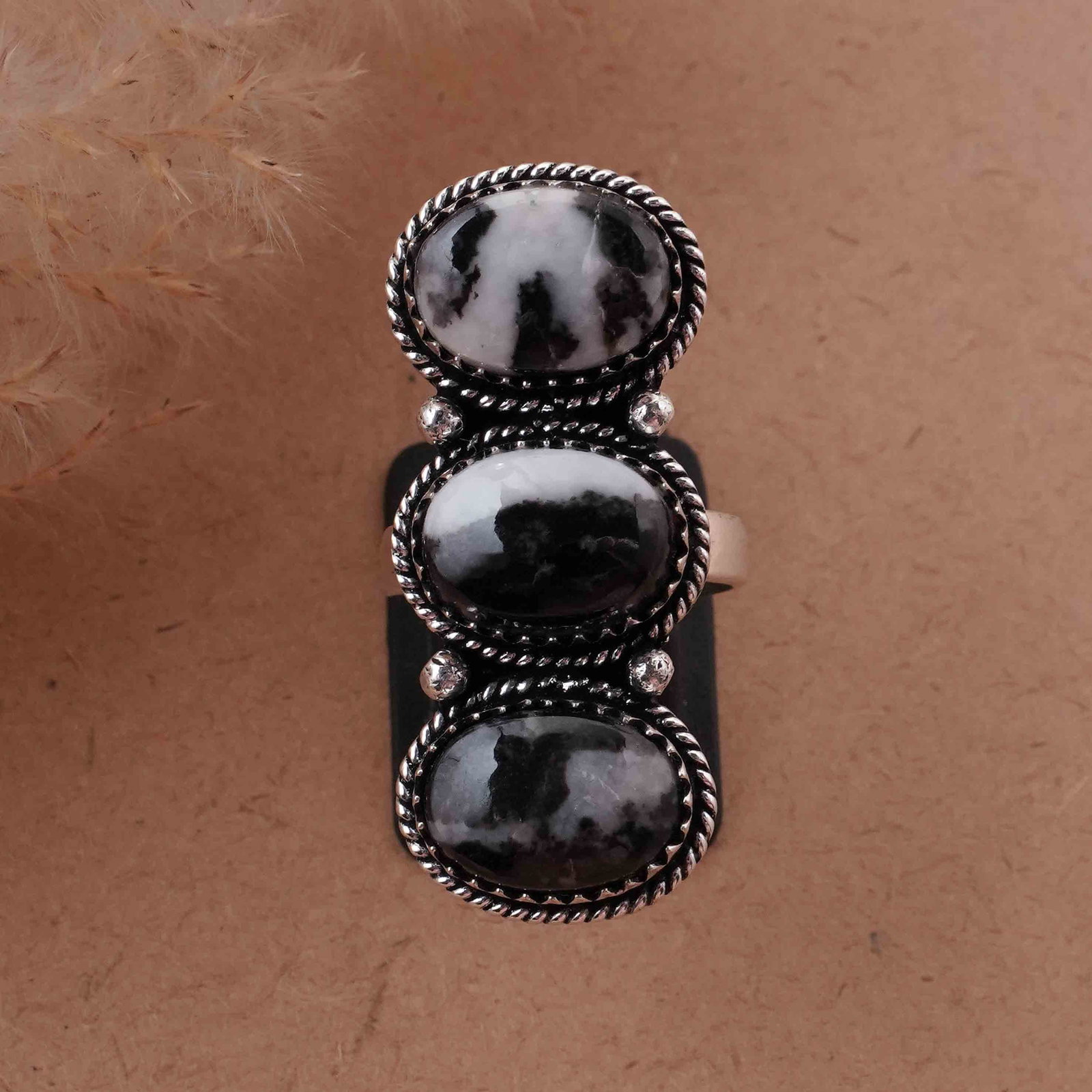 Natural White Buffalo Silver Plated Handmade Ring - 8.5MM: Product ID: 260417131812 Product - Handmade Silver Plated Ring Metal - 92.5 Sterling Silver Plated Ring Size - 8.5MM Gemstone - Zebra Jasper / White Buffalo Gemstone Origin - Africa Gemstone Size - 10