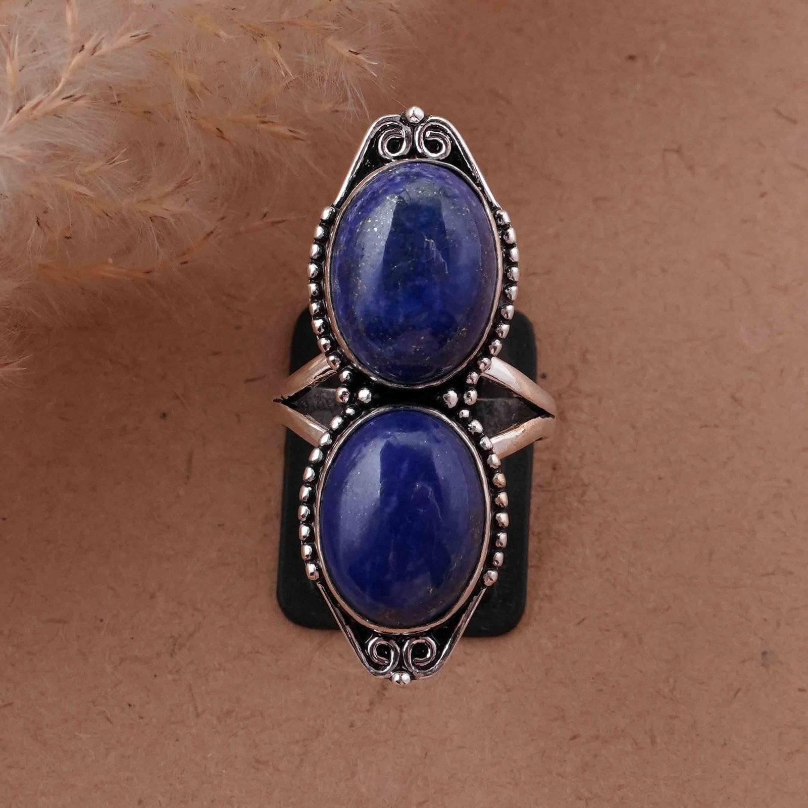 Natural Lapis Lazuli Silver Plated Handmade Ring - 9MM (1 of 3)