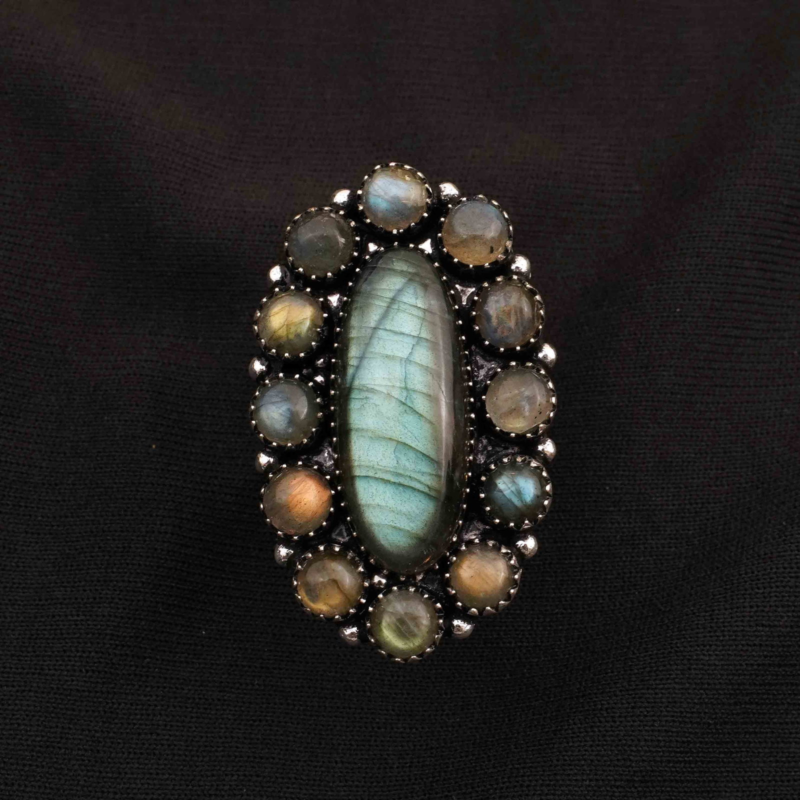 Natural Labradorite Silver Plated Handmade Ring - 7MM (1 of 3)