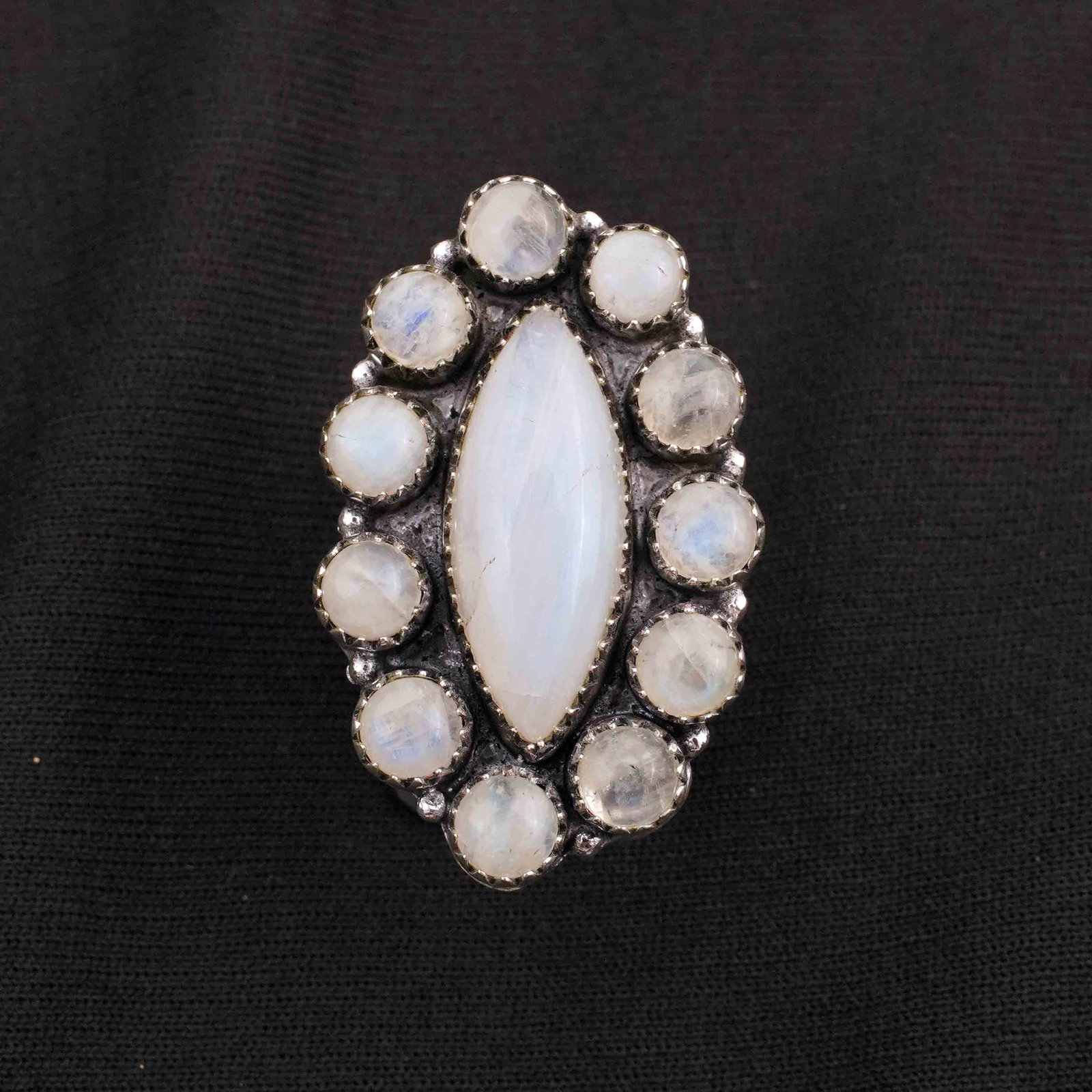 Natural Rainbow Moonstone Silver Plated Handmade Ring - 9MM (1 of 3)