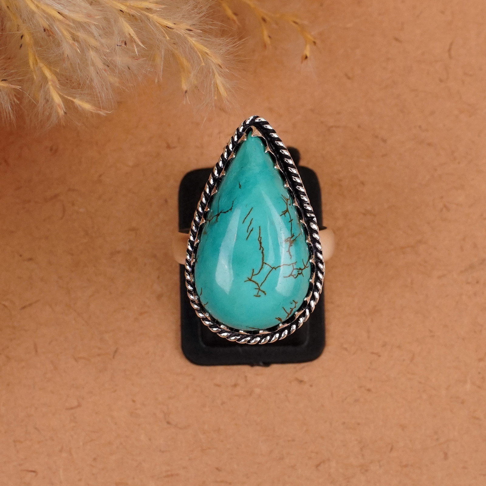 Natural Turquoise Silver Plated Handmade Ring - 7.5MM: Product ID: 260410183014 Product - Handmade Silver Plated Ring Metal - 92.5 Sterling Silver Plated Ring Size - 7.5MM Gemstone - Turquoise Gemstone Origin - Tibet Gemstone Size - 22X18 MM Gemstone Shap