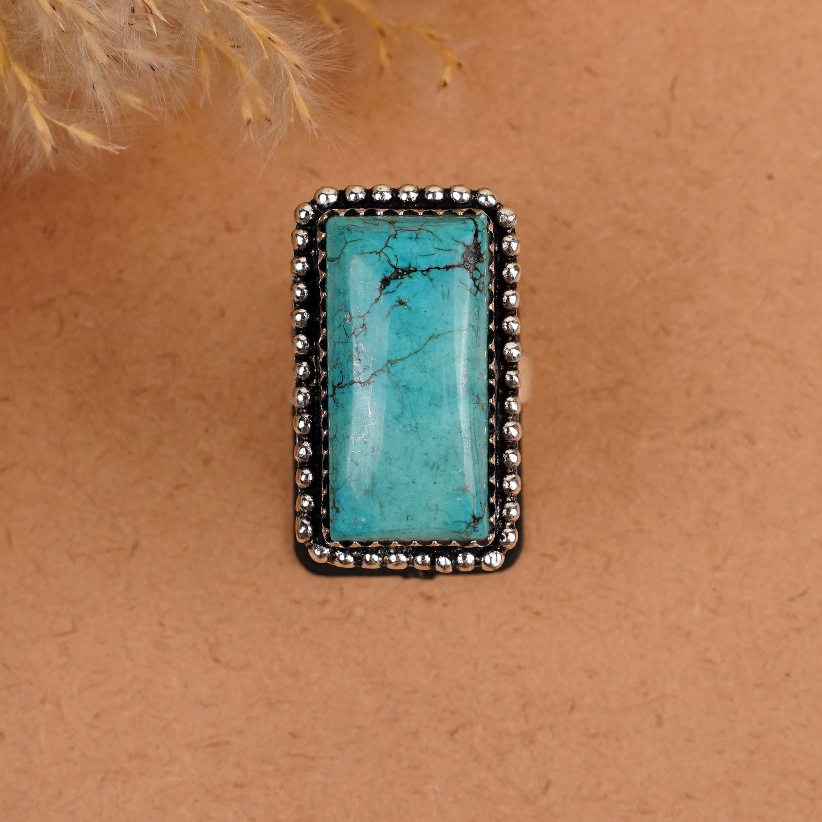 Natural Turquoise Silver Plated Handmade Ring - 7MM: Product ID: 260410182203 Product - Handmade Silver Plated Ring Metal - 92.5 Sterling Silver Plated Ring Size - 7MM Gemstone - Turquoise Gemstone Origin - Tibet Gemstone Size - 2.5X1 CM Gemstone Shape 