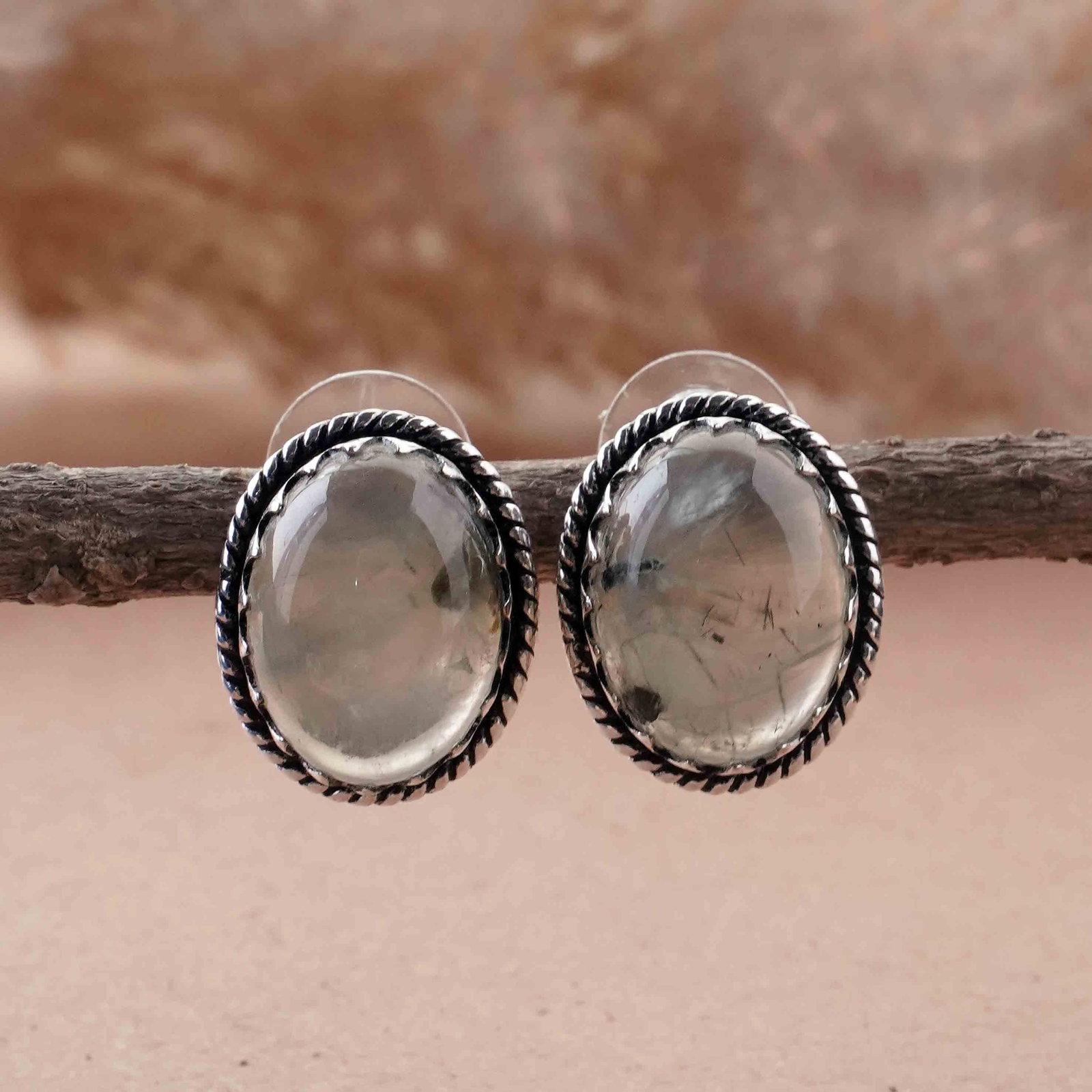 Natural Prehnite Silver Plated Handmade Stud Earring: Product ID: 260418101803 Product - Handmade Silver Plated Stud Earring Metal - 92.5 Sterling Silver Plated Earring Type - Stud Gemstone - Prehnite Gemstone Origin - South Africa Gemstone Size - 12X16 