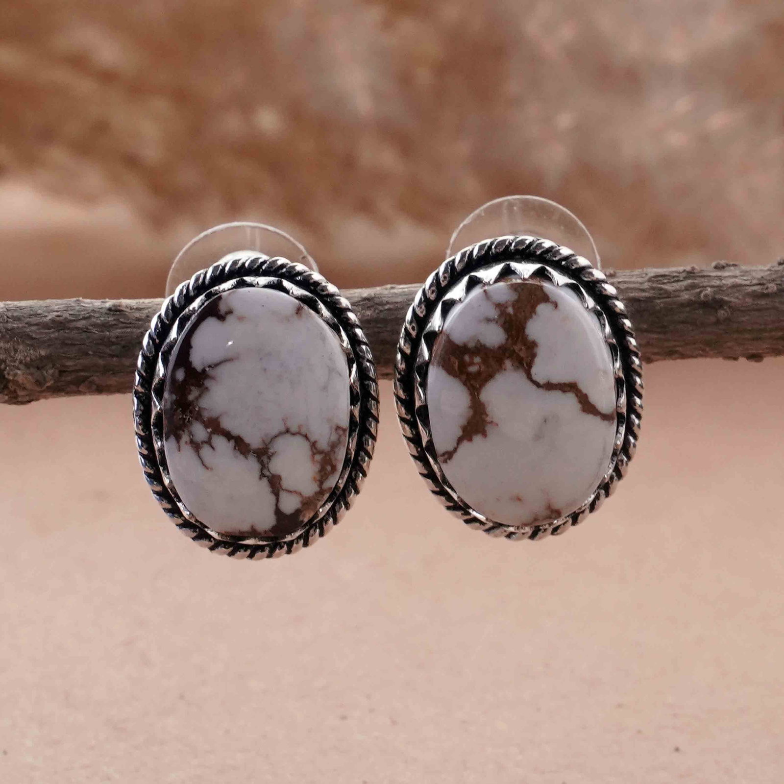 Natural Wild Horse Silver Plated Handmade Stud Earring: Product ID: 260418101727 Product - Handmade Silver Plated Stud Earring Metal - 92.5 Sterling Silver Plated Earring Type - Stud Gemstone - Wild Horse Gemstone Origin - United States Gemstone Size - 12X