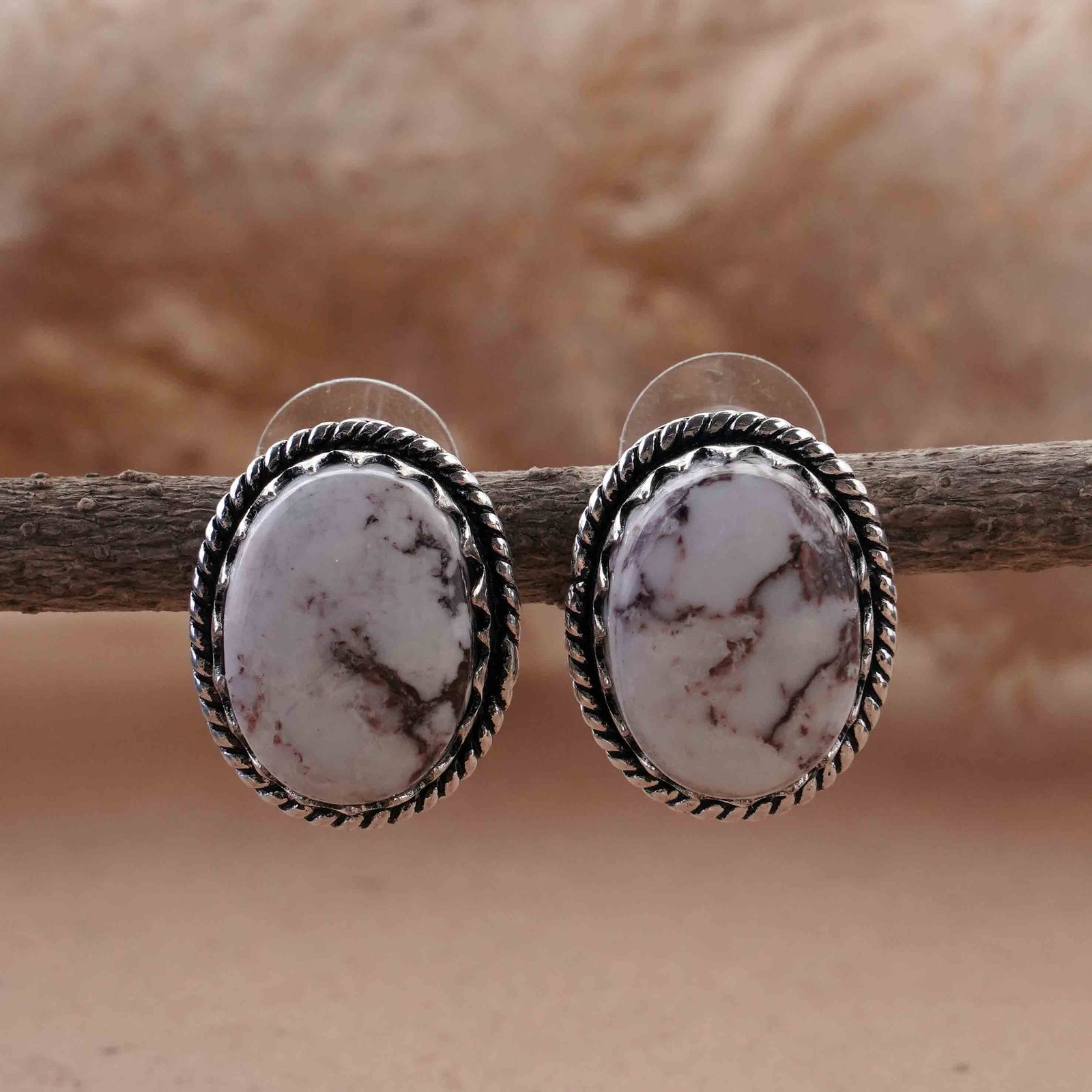 Natural Wild Horse Silver Plated Handmade Stud Earring: Product ID: 260417162531 Product - Handmade Silver Plated Stud Earring Metal - 92.5 Sterling Silver Plated Earring Type - Stud Gemstone - Wild Horse Gemstone Origin - United States Gemstone Size - 12X