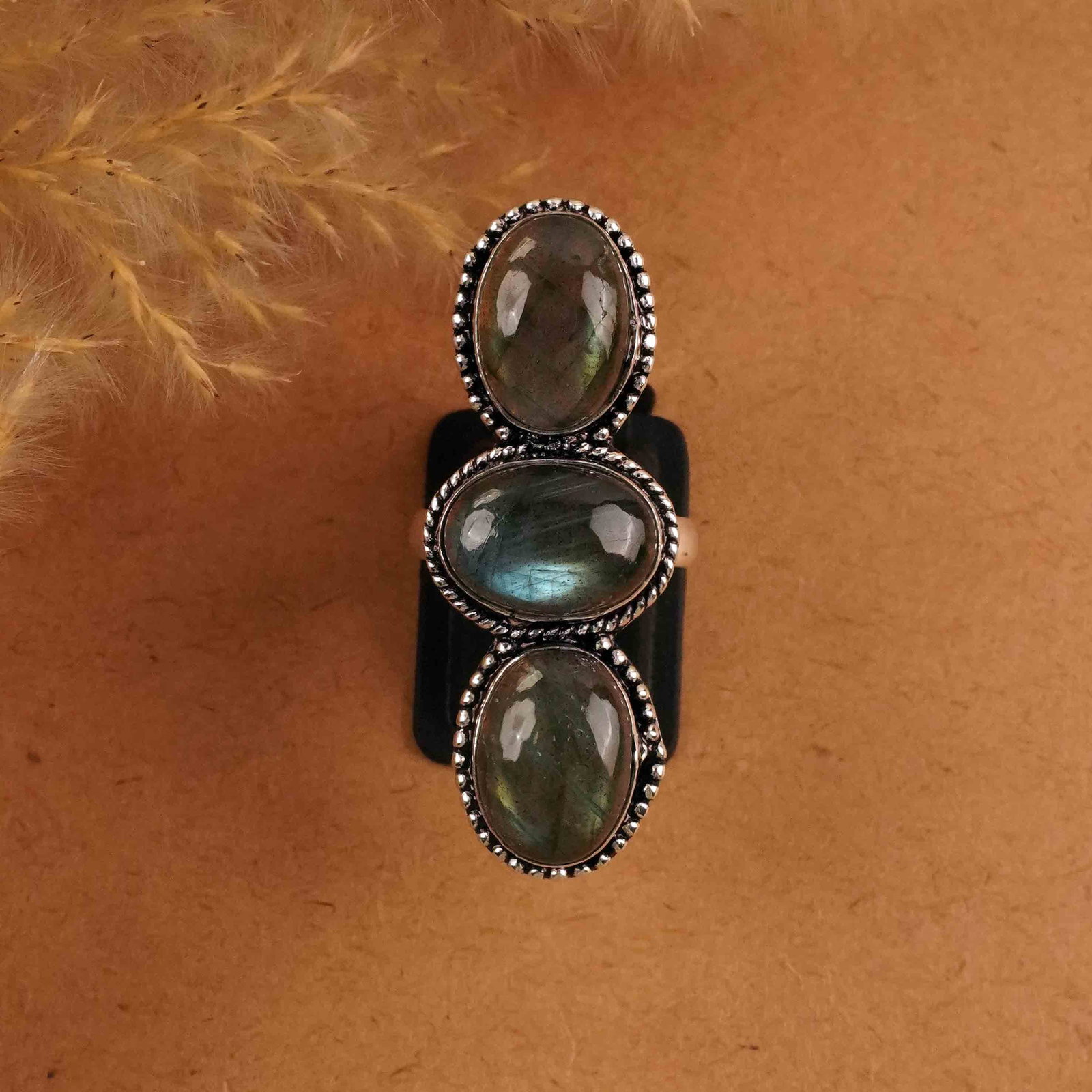 Natural Labradorite Silver Plated Handmade Ring - 7MM: Product ID: 260412145727 Product - Handmade Silver Plated Ring Metal - 92.5 Sterling Silver Plated Ring Size - 7MM Gemstone - Labradorite Gemstone Origin - Canada Gemstone Size - 10X14 MM ( 3 Stone ) 
