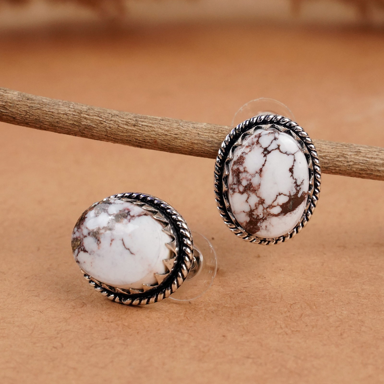 Natural Wild Horse Silver Plated Handmade Stud Earring: Product ID: 260406142123 Product - Handmade Silver Plated Stud Earring Metal - 92.5 Sterling Silver Plated Earring Type - Stud Gemstone - Wild Horse Gemstone Origin - United States Gemstone Size - 12X