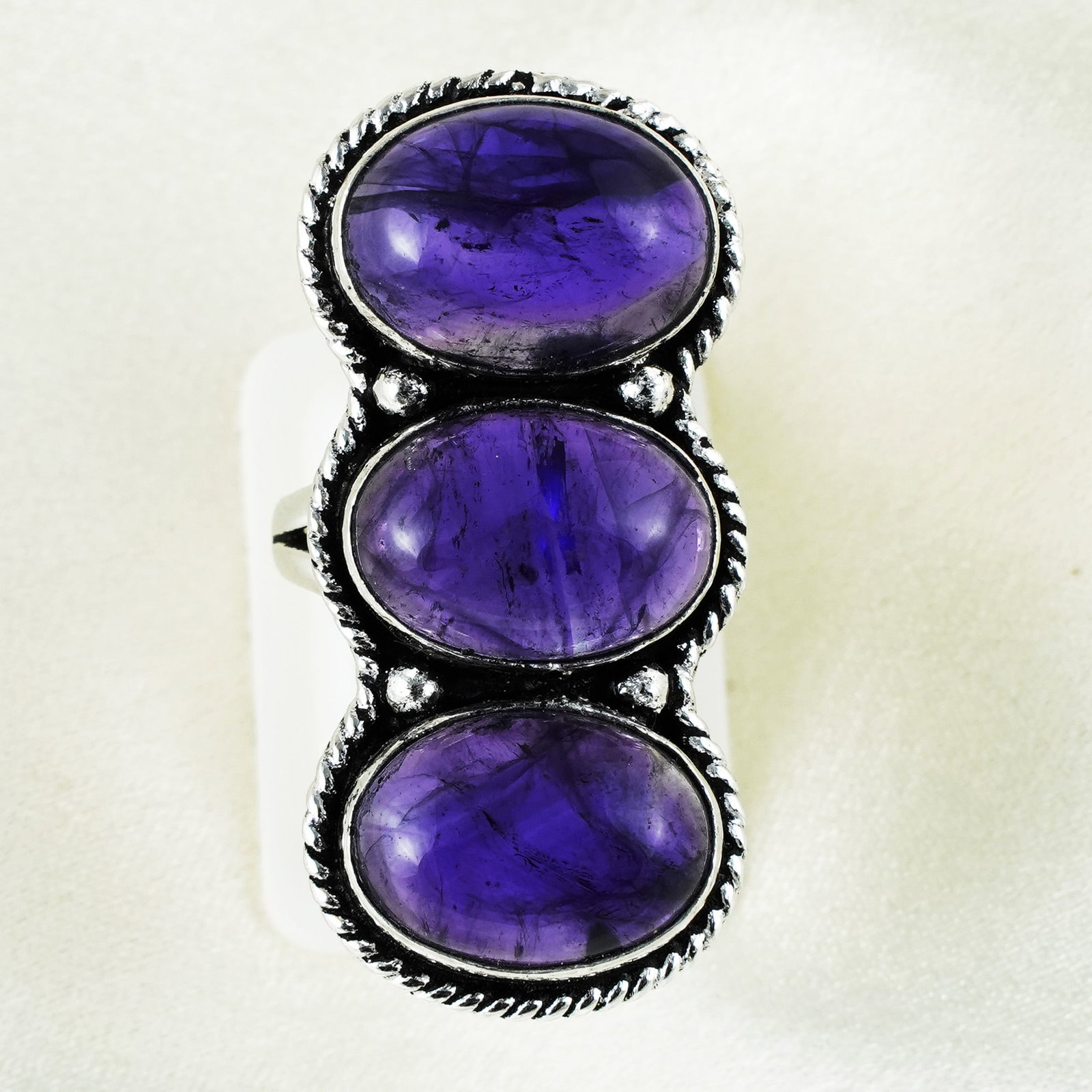 Natural Amethyst Silver Plated Handmade Ring - 5.5MM (1 of 3)