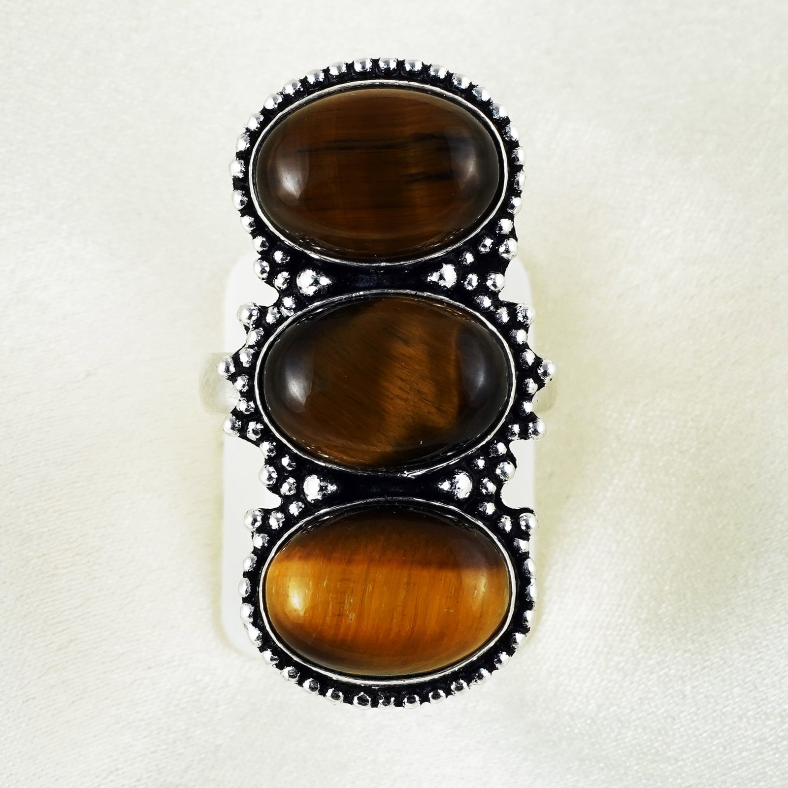 Natural Tiger Eye Silver Plated Handmade Ring - 9MM: Product ID: 260401162152 Product - Handmade Silver Plated Ring Metal - 92.5 Sterling Silver Plated Ring Size - 9MM Gemstone - Tiger Eye Gemstone Origin - South Africa Gemstone Size - 12X16 MM Gemstone