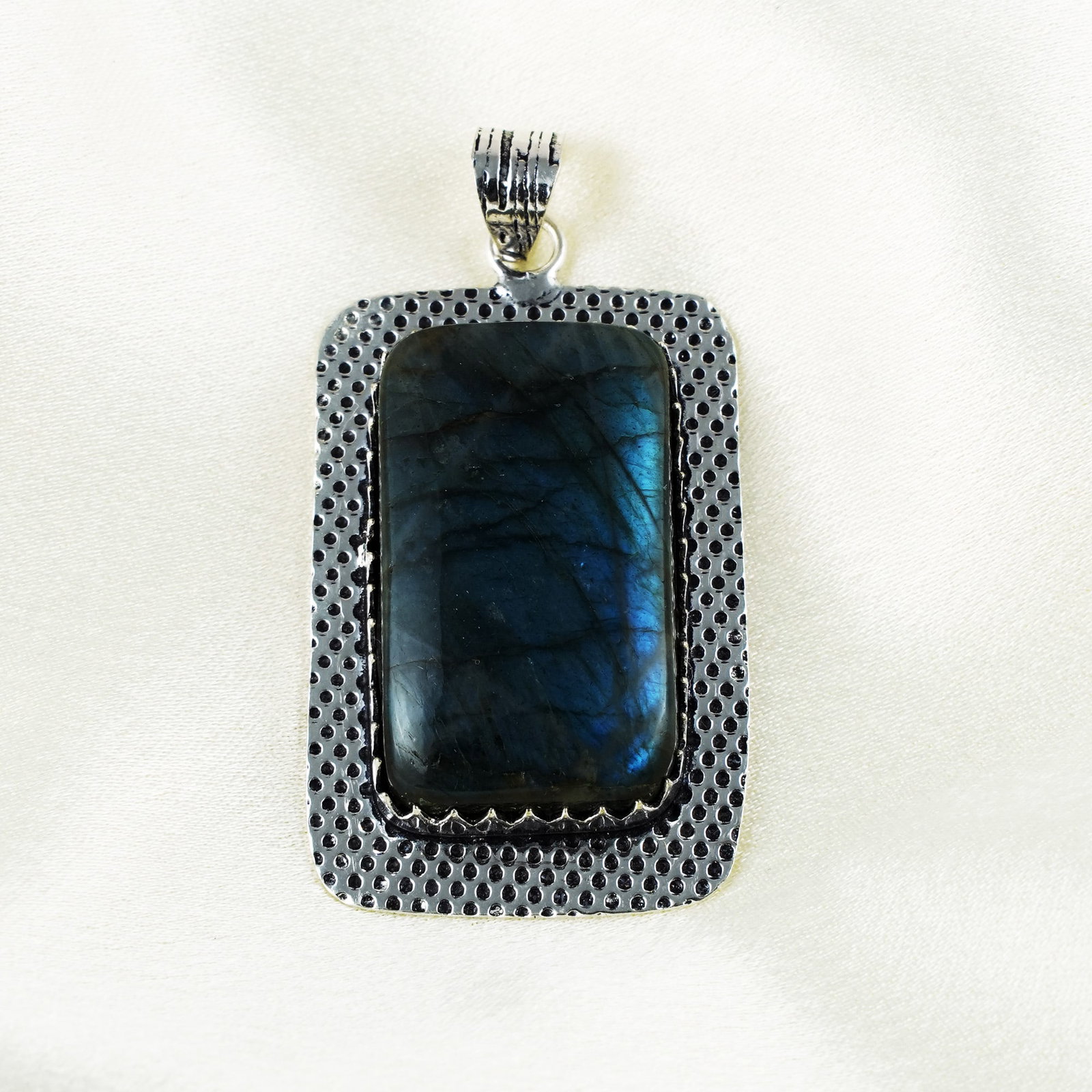 Natural Labradorite Silver Plated Handmade Pendant (1 of 3)