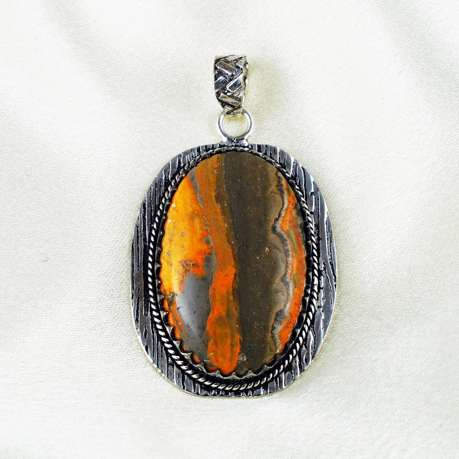 Natural Picture Jasper Silver Plated Handmade Pendant: Product ID: 260401131208 Product - Handmade Silver Plated Pendant Metal - 92.5 Sterling Silver Plated Pendant Size - 4x3 CM Gemstone - Turquoise Gemstone Origin - Indonesia Gemstone Shape - Oval Penda