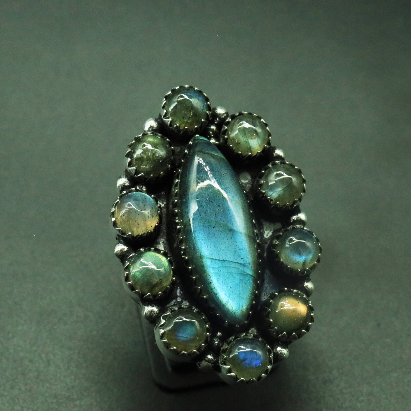 Natural Labradorite Silver Plated Handmade Ring - 8MM (1 of 3)