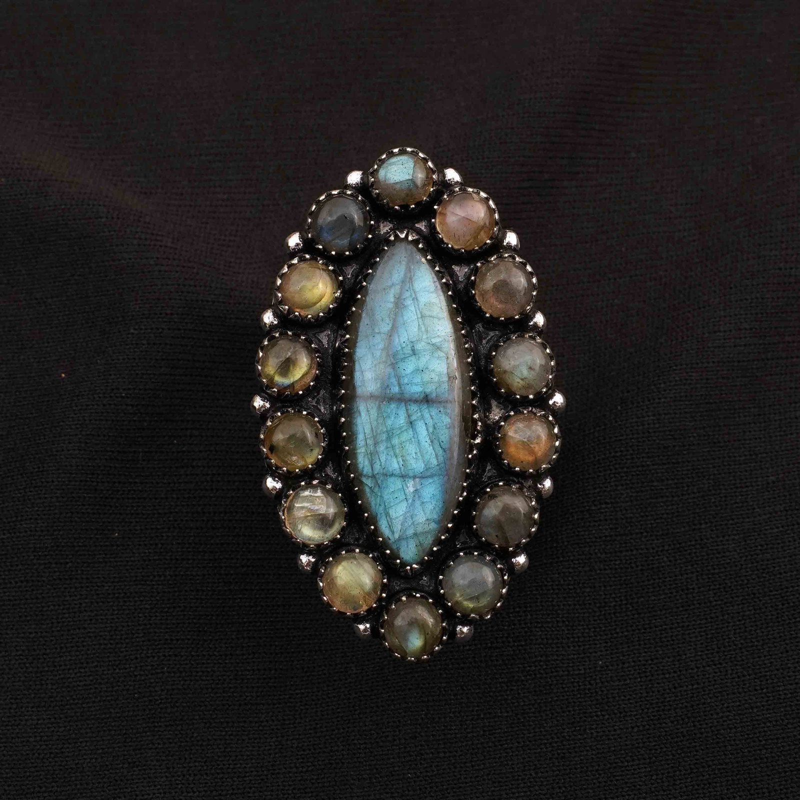 Natural Labradorite Silver Plated Handmade Ring - 9MM (1 of 3)