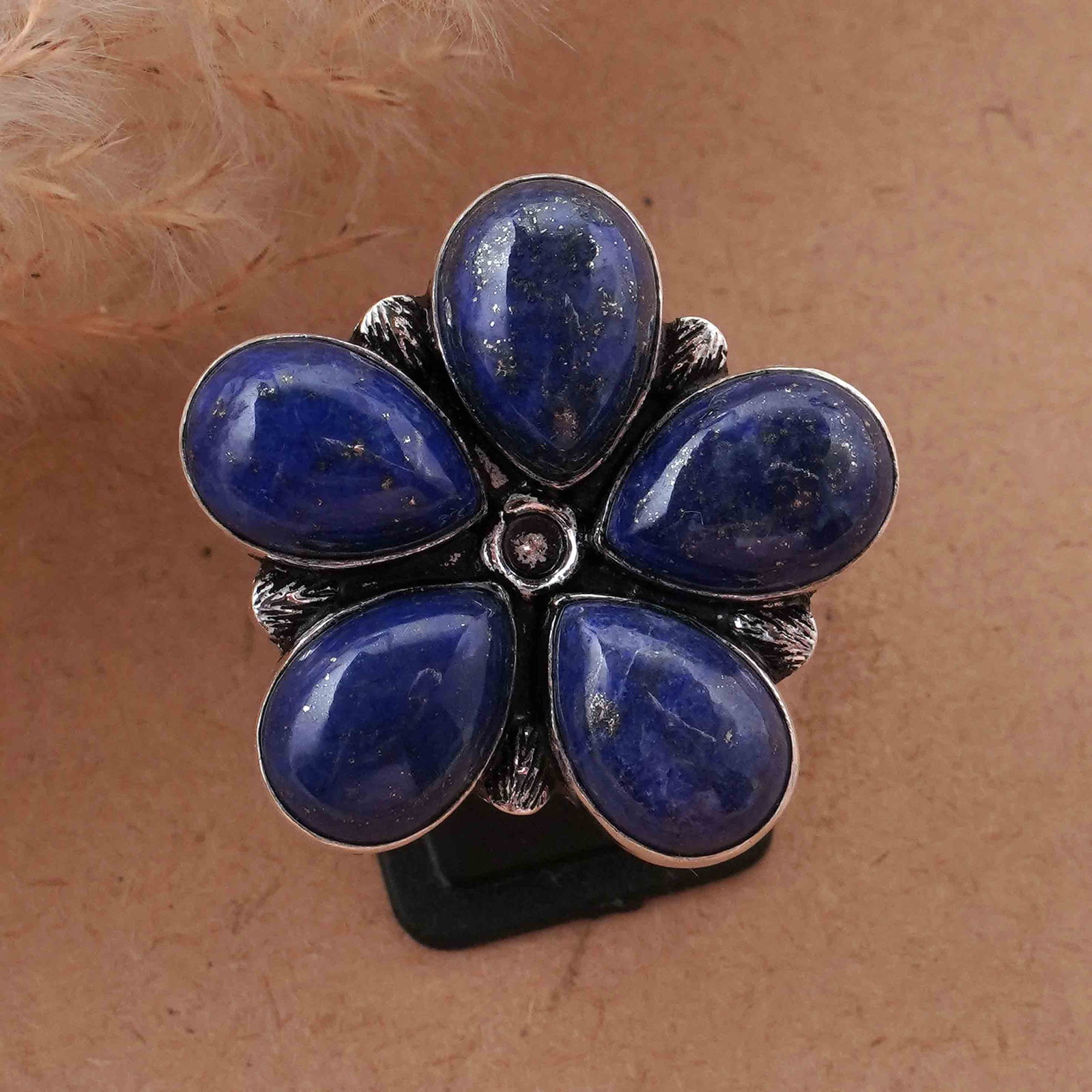 Natural Lapis Sterling Silver Plated Handmade Ring - 7MM: Product ID: 260417133353 Product - Handmade Silver Plated Ring Metal - 92.5 Sterling Silver Plated Ring Size - 7MM Gemstone - Lapis Gemstone Origin - Afghanistan Gemstone Size - 10X14 MM ( 5 Stone ) G