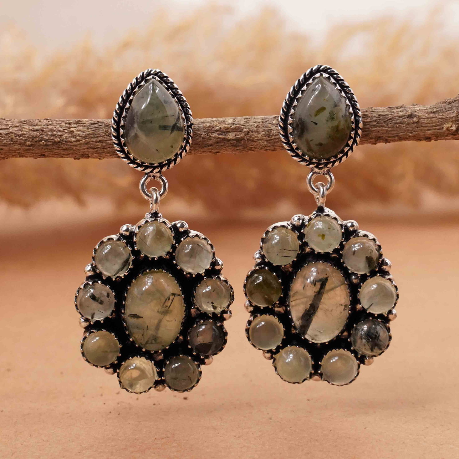 Natural Prehnite Silver Plated Handmade Stud Earring: Product ID: 260413112031 Product - Handmade Silver Plated Stud Earring Metal - 92.5 Sterling Silver Plated Earring Type - Stud Gemstone - Prehnite Gemstone Origin - South Africa Gemstone Size - 10X14 