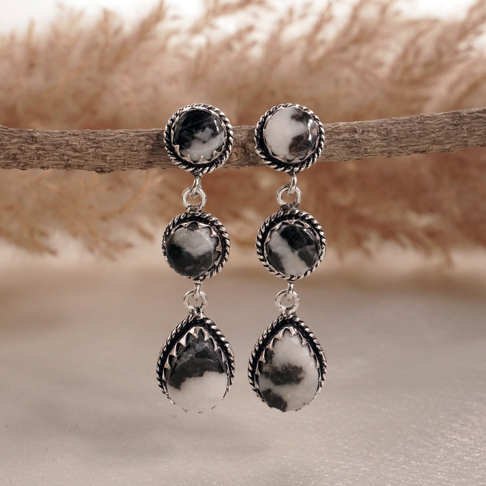 Natural Zebra Jasper Silver Plated Handmade Stud Earring: Product ID: 260502130104 Product - Handmade Silver Plated Stud Earring Metal - 92.5 Sterling Silver Plated Earring Type - Stud Gemstone - Zebra Jasper Gemstone Origin - Africa Gemstone Size - 10X14 MM