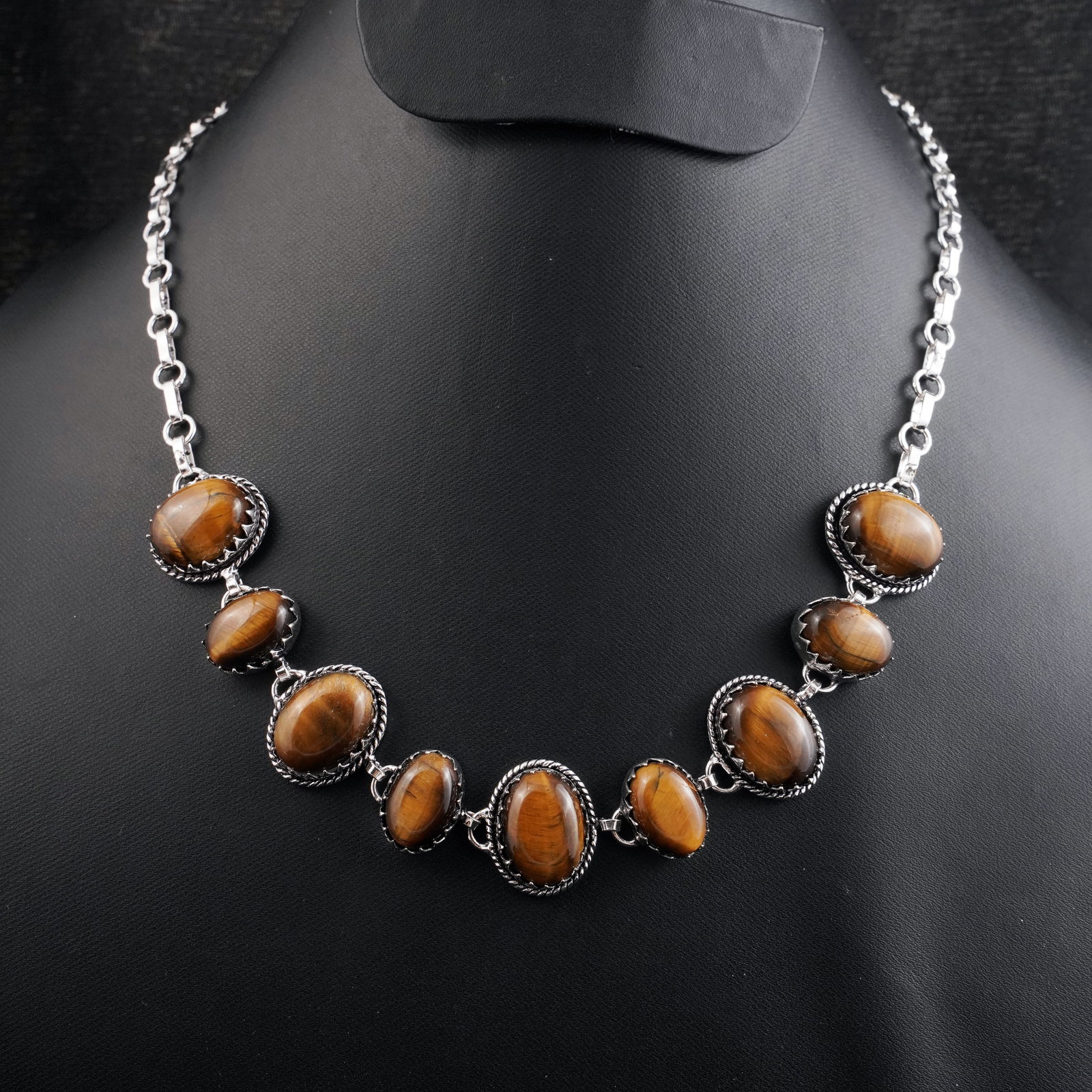 Natural Tiger Eye Silver Plated Handmade Choker Necklace (1 of 3)