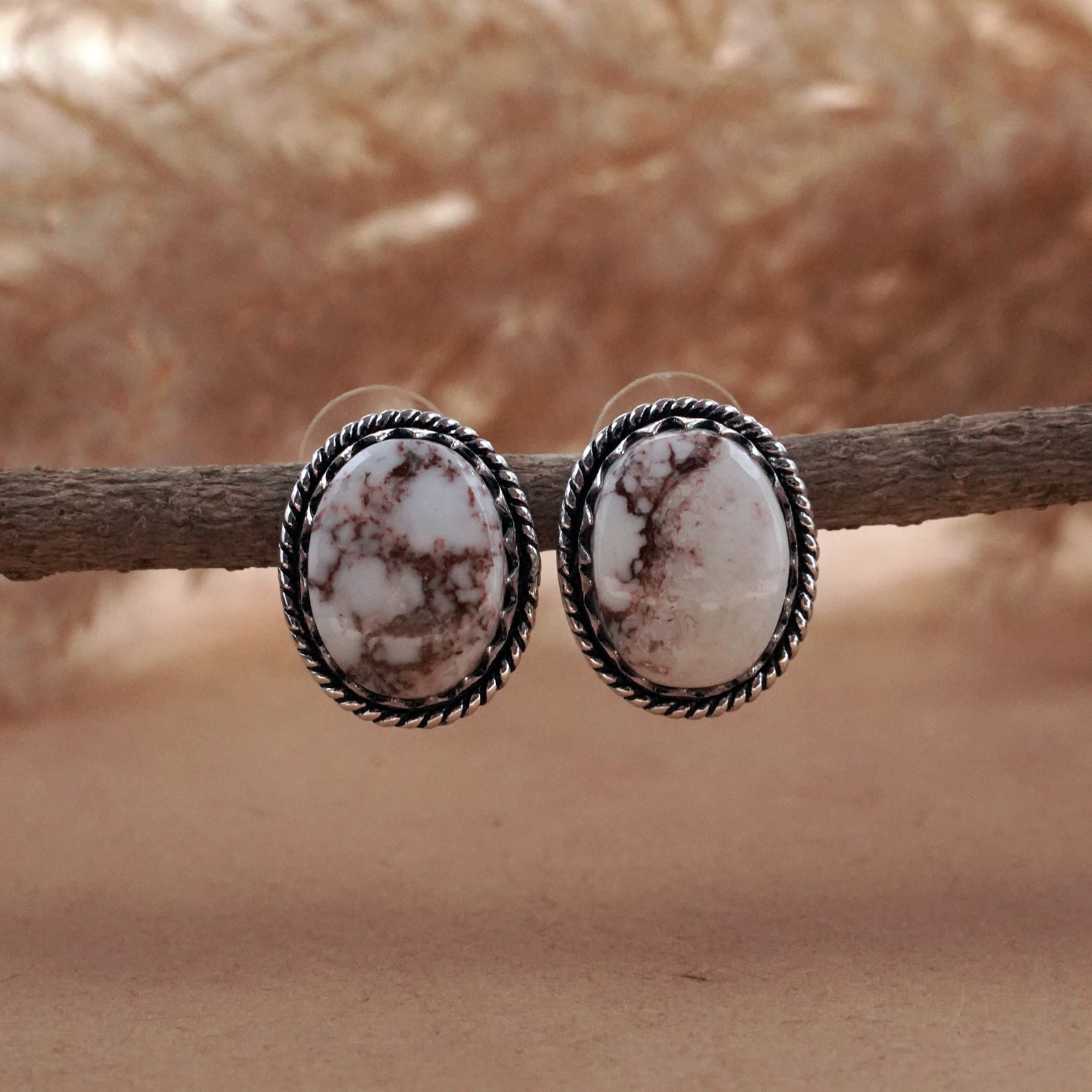 Natural Wild Horse Silver Plated Handmade Stud Earring: Product ID: 260503144126 Product - Handmade Silver Plated Stud Earring Metal - 92.5 Sterling Silver Plated Earring Type - Stud Gemstone - Wild Horse Gemstone Origin - United States Gemstone Size - 12X