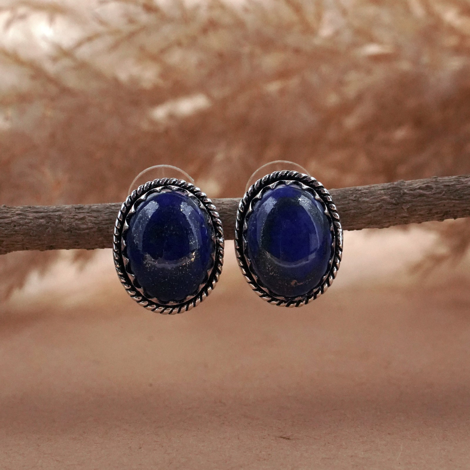 Natural Lapis Lazuli Silver Plated Handmade Stud Earring: Product ID: 260503144101 Product - Handmade Silver Plated Stud Earring Metal - 92.5 Sterling Silver Plated Earring Type - Stud Gemstone - Lapis Lazuli Gemstone Origin - Afghanistan Gemstone Size - 12X