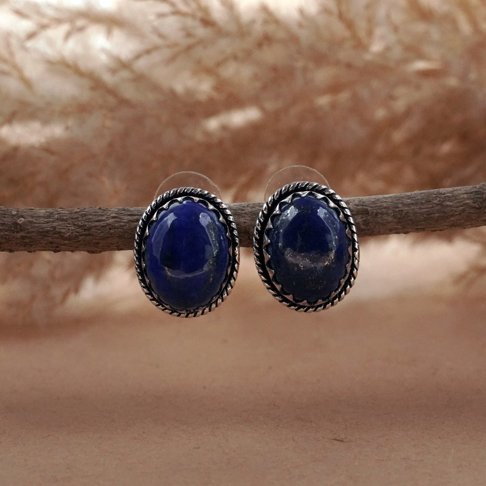 Natural Lapis Lazuli Silver Plated Handmade Stud Earring: Product ID: 260503144033 Product - Handmade Silver Plated Stud Earring Metal - 92.5 Sterling Silver Plated Earring Type - Stud Gemstone - Lapis Lazuli Gemstone Origin - Afghanistan Gemstone Size - 12X