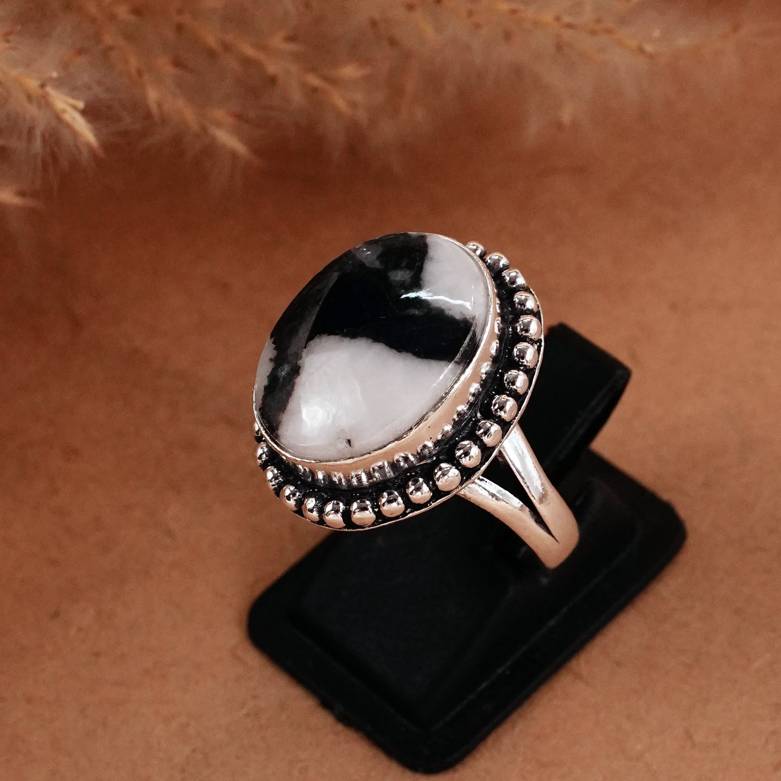 Natural Zebra Jasper Silver Plated Handmade Ring - 7.5MM: Product ID: 260510121953 Product - Handmade Silver Plated Ring Metal - 92.5 Sterling Silver Plated Ring Size - 7.5MM Gemstone - Zebra Jasper Gemstone Origin - Africa Gemstone Size - 12X16 MM Gemstone 