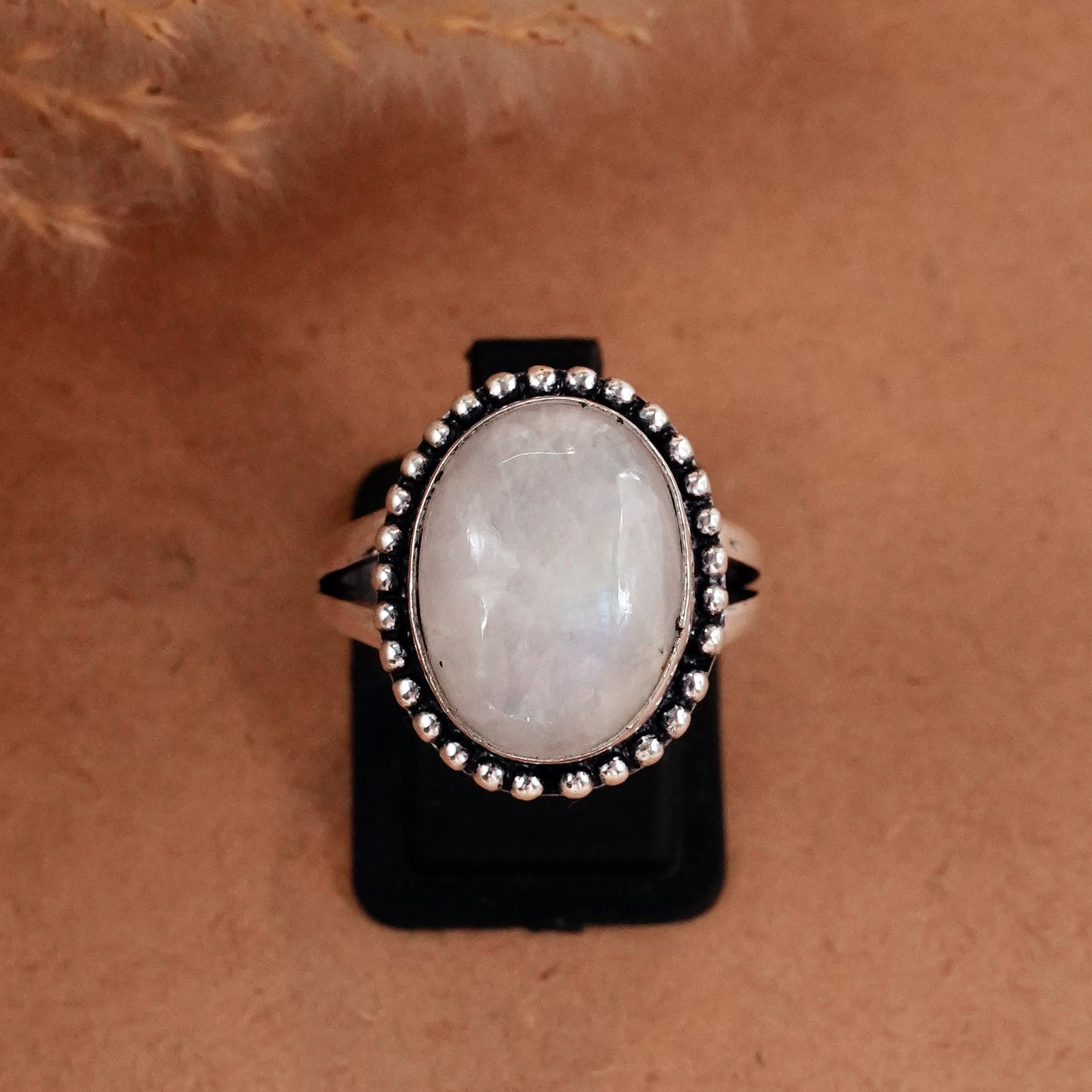 Natural Rainbow Moonstone Silver Plated Handmade Ring - 9MM: Product ID: 260510121508 Product - Handmade Silver Plated Ring Metal - 92.5 Sterling Silver Plated Ring Size - 9MM Gemstone - Rainbow Moonstone Gemstone Origin - India Gemstone Size - 12X16 MM Gemston