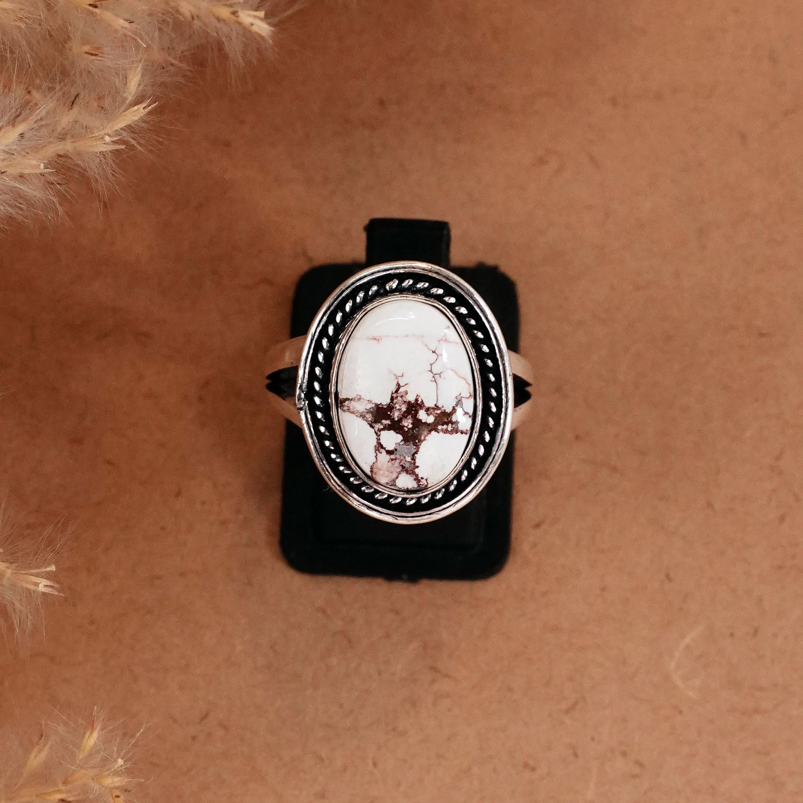 Natural Wild Horse Silver Plated Handmade Ring - 8.5MM: Product ID: 260510120949 Product - Handmade Silver Plated Ring Metal - 92.5 Sterling Silver Plated Ring Size - 8.5MM Gemstone - Wild Horse Gemstone Origin - United States Gemstone Size - 10X14 MM Gems