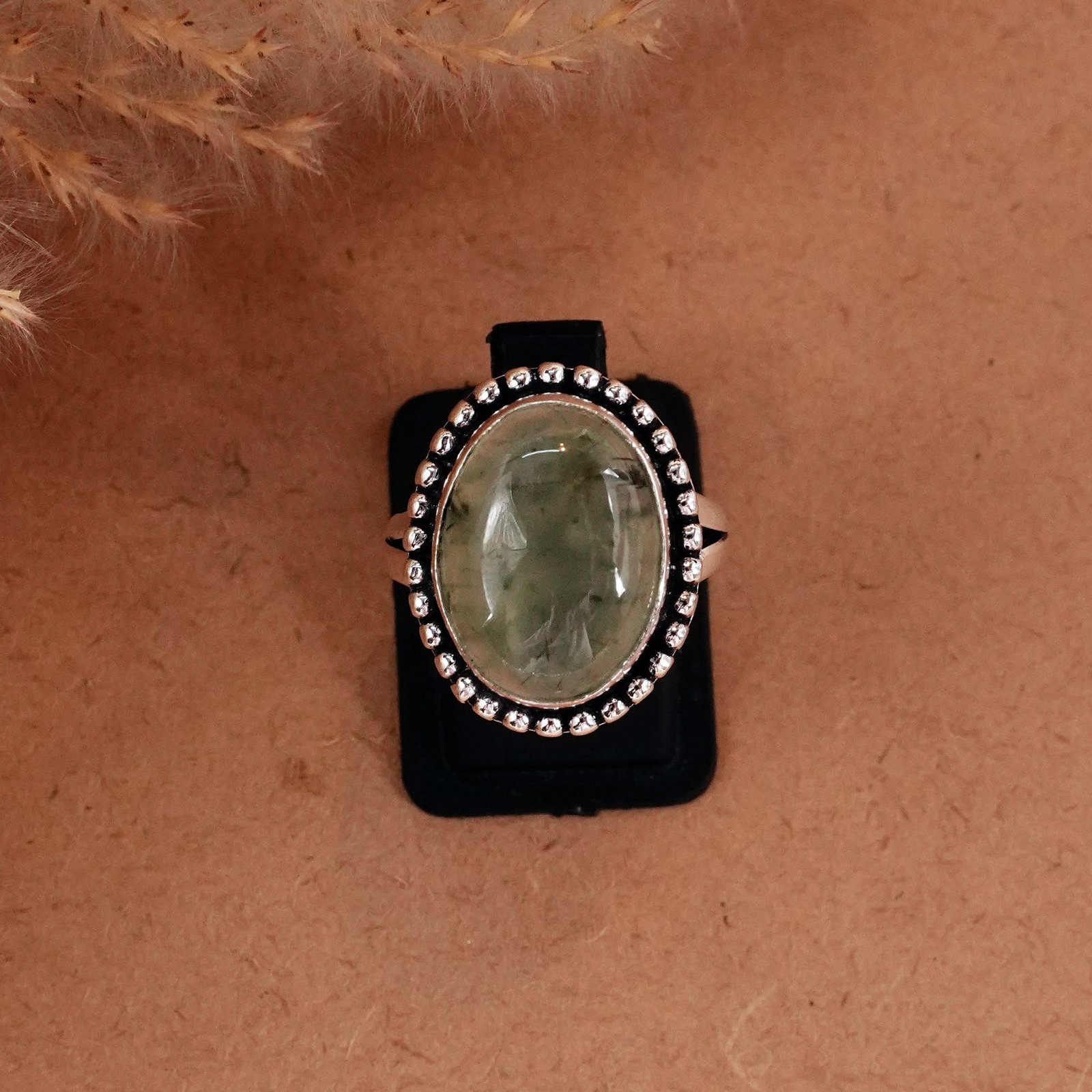Natural Prehnite Silver Plated Handmade Ring - 7MM: Product ID: 260510120719 Product - Handmade Silver Plated Ring Metal - 92.5 Sterling Silver Plated Ring Size - 7MM Gemstone - Prehnite Gemstone Origin - South Africa Gemstone Size - 12X16 MM Gemstone 