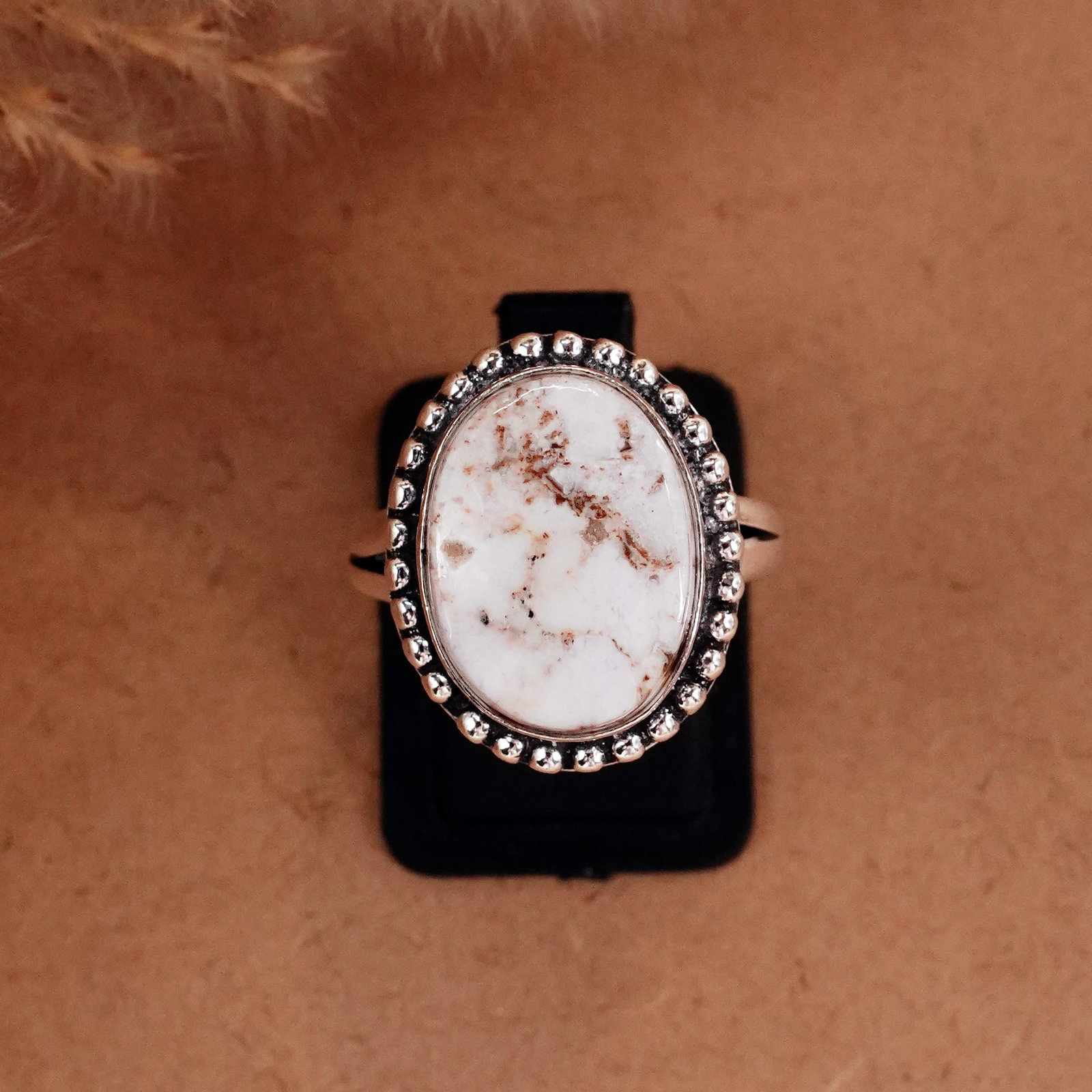 Natural Wild Horse Silver Plated Handmade Ring - 8.5MM: Product ID: 260510120426 Product - Handmade Silver Plated Ring Metal - 92.5 Sterling Silver Plated Ring Size - 8.5MM Gemstone - Wild Horse Gemstone Origin - United States Gemstone Size - 12X16 MM Gems