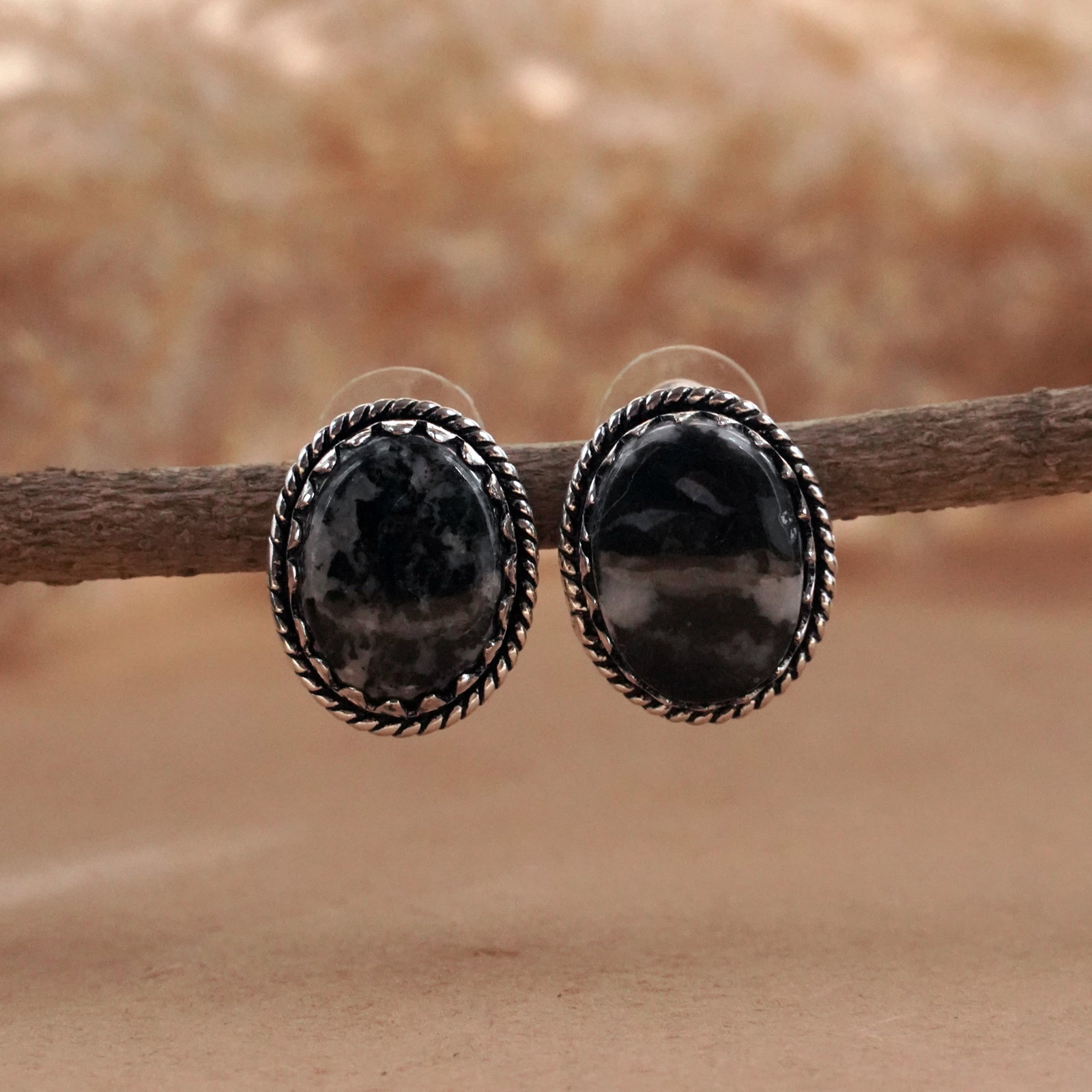 Natural Zebra Jasper Silver Plated Handmade Stud Earring: Product ID: 260503144612 Product - Handmade Silver Plated Stud Earring Metal - 92.5 Sterling Silver Plated Earring Type - Stud Gemstone - Zebra Jasper Gemstone Origin - Africa Gemstone Size - 12X16 MM