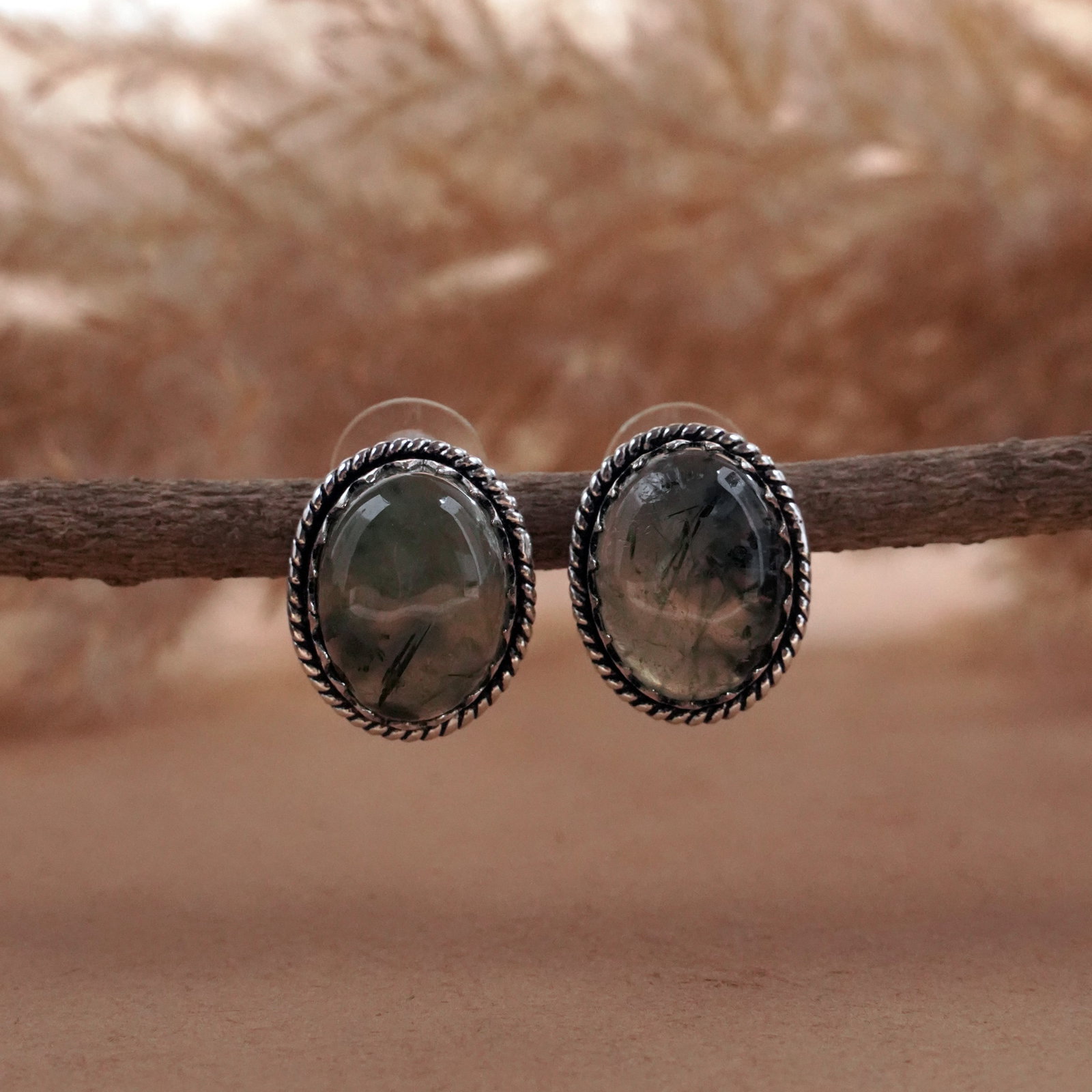 Natural Prehnite Silver Plated Handmade Stud Earring: Product ID: 260503144202 Product - Handmade Silver Plated Stud Earring Metal - 92.5 Sterling Silver Plated Earring Type - Stud Gemstone - Prehnite Gemstone Origin - South Africa Gemstone Size - 12X16 