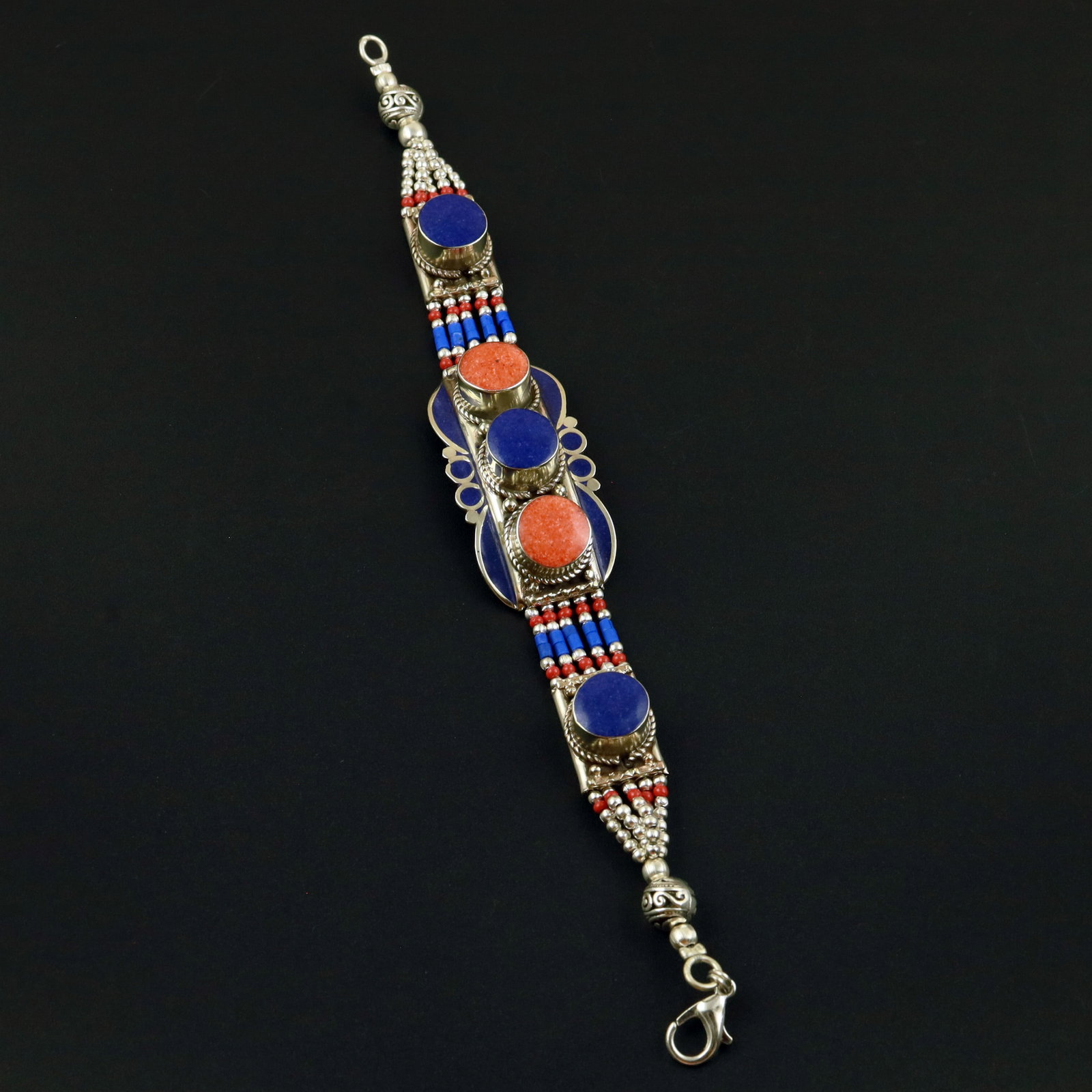 Afghani Lapis Lazuli & Red Coral Handmade Bracelet (1 of 3)