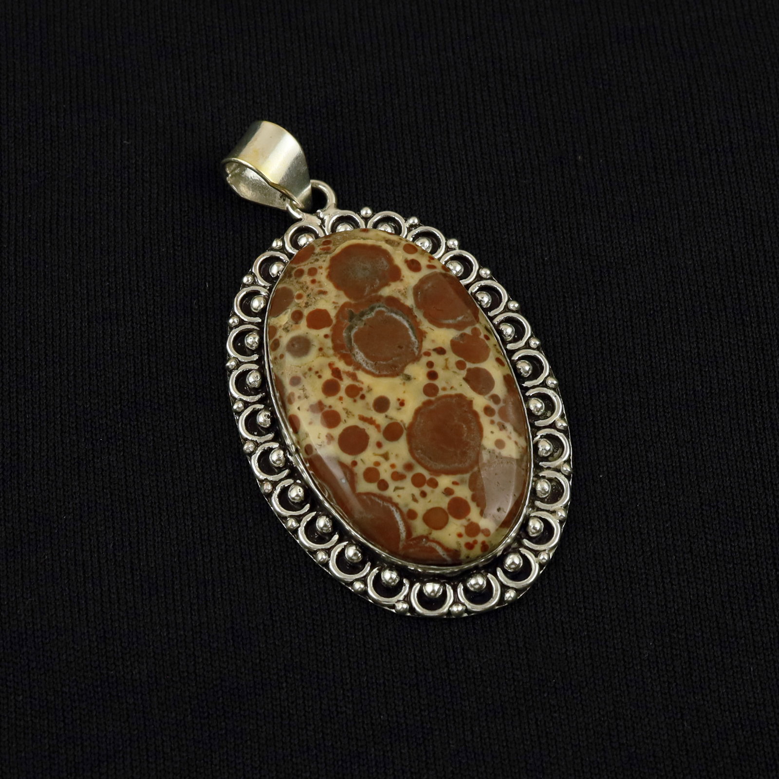 Natural Asteroid Jasper Silver Plated Handmade Pendant: Product ID: 260513105942 Product - Handmade Silver Plated Pendant Metal - 92.5 Sterling Silver Plated Pendant Size - 5x3.5 CM Gemstone - Asteroid Jasper Gemstone Origin - Madagascar Gemstone Shape - O