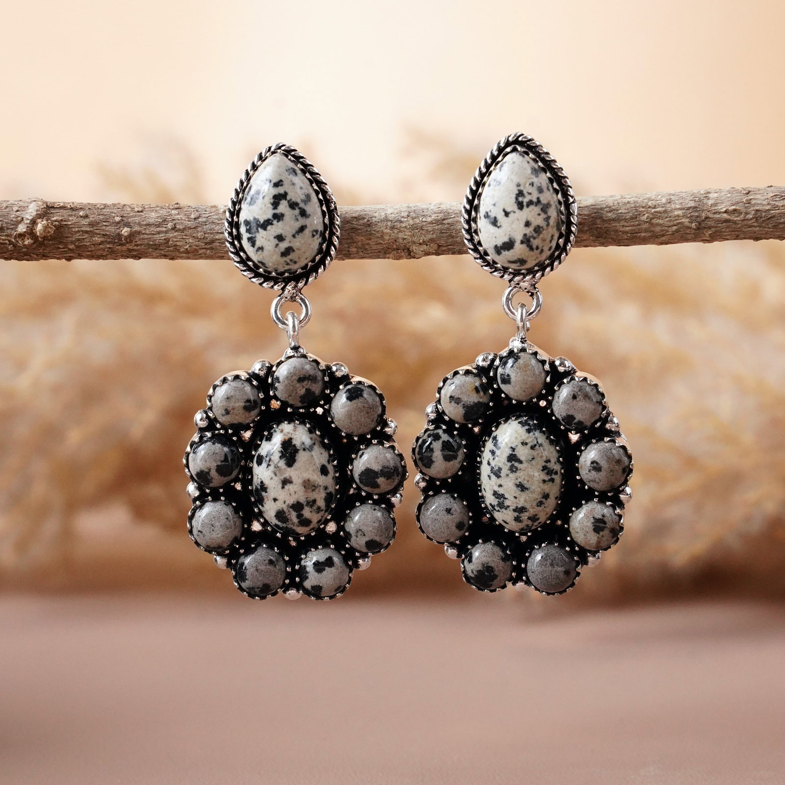 Natural Dalmatian Silver Plated Handmade Stud Bold Earring: Product ID: 260512144545 Product - Handmade Silver Plated Stud Earring Metal - 92.5 Sterling Silver Plated Earring Type - Stud Gemstone - Dalmatian Gemstone Origin - Mexico Gemstone Size - 10X14 MM (