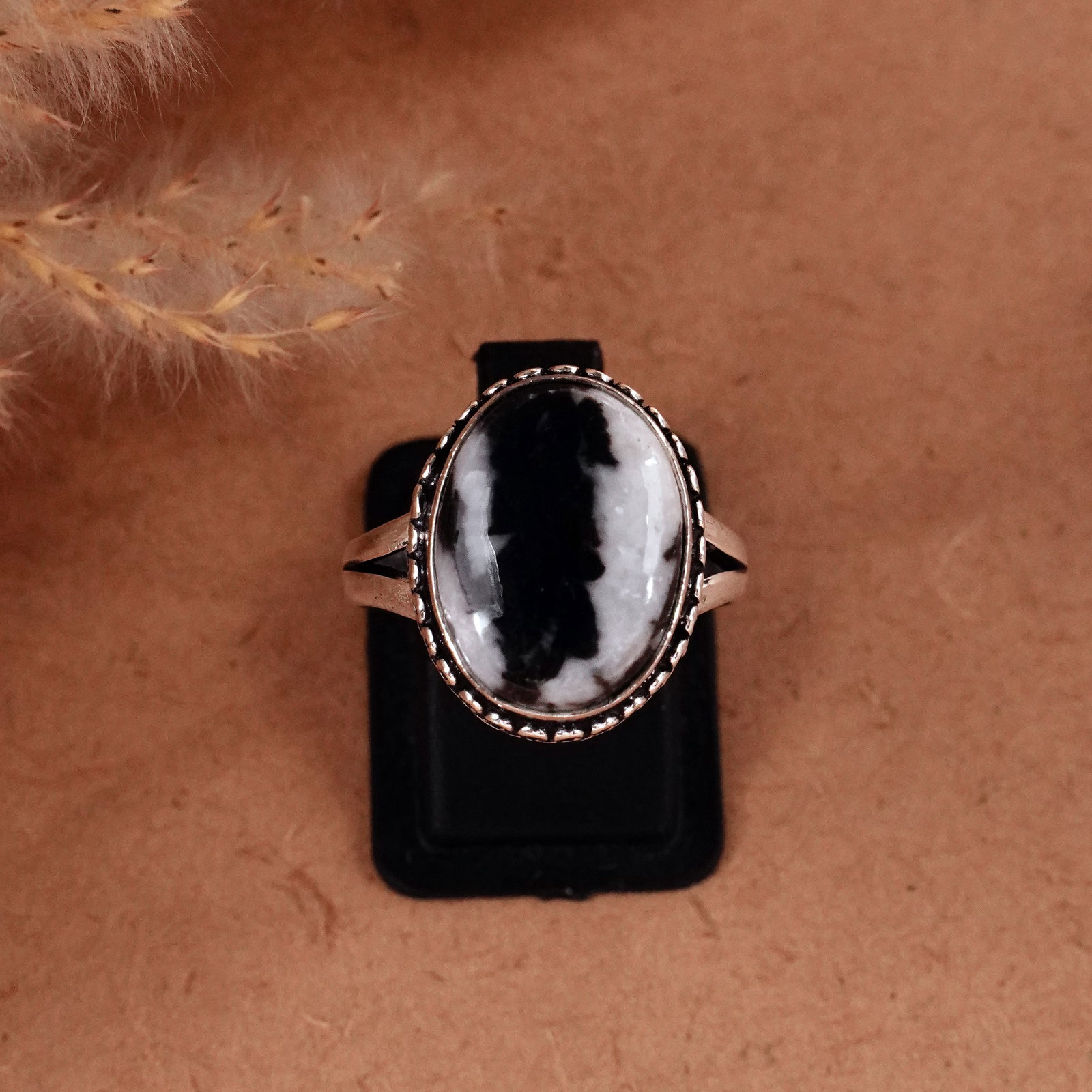 Natural Zebra Jasper Silver Plated Handmade Ring - 8.5MM: Product ID: 260510124942 Product - Handmade Silver Plated Ring Metal - 92.5 Sterling Silver Plated Ring Size - 8.5MM Gemstone - Zebra Jasper Gemstone Origin - Africa Gemstone Size - 12X16 MM Gemstone 