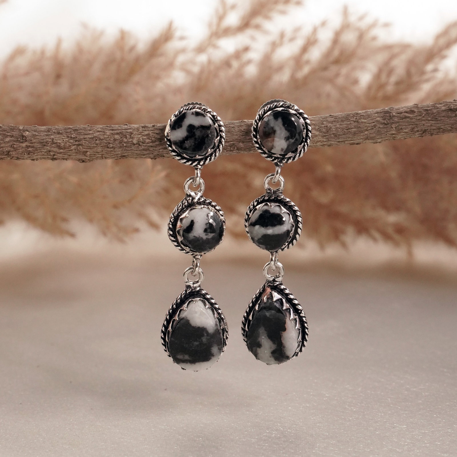 Natural Zebra Jasper Silver Plated Handmade Stud Earring: Product ID: 260502125707 Product - Handmade Silver Plated Stud Earring Metal - 92.5 Sterling Silver Plated Earring Type - Stud Gemstone - Zebra Jasper Gemstone Origin - Africa Gemstone Size - 10X14 MM