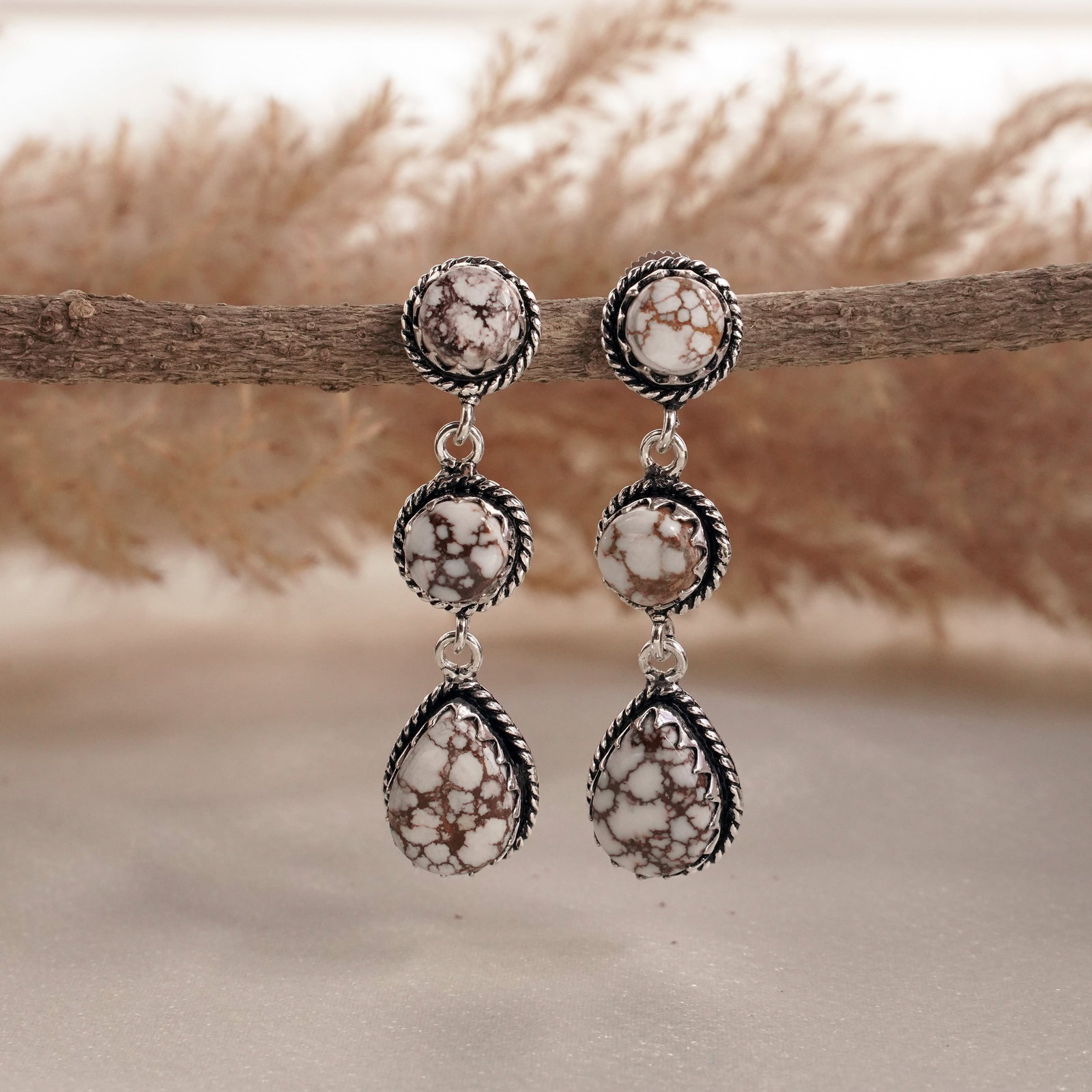 Natural Wild Horse Silver Plated Handmade Stud Earring: Product ID: 260502125600 Product - Handmade Silver Plated Stud Earring Metal - 92.5 Sterling Silver Plated Earring Type - Stud Gemstone - Wild Horse Gemstone Origin - United States Gemstone Size -10X1