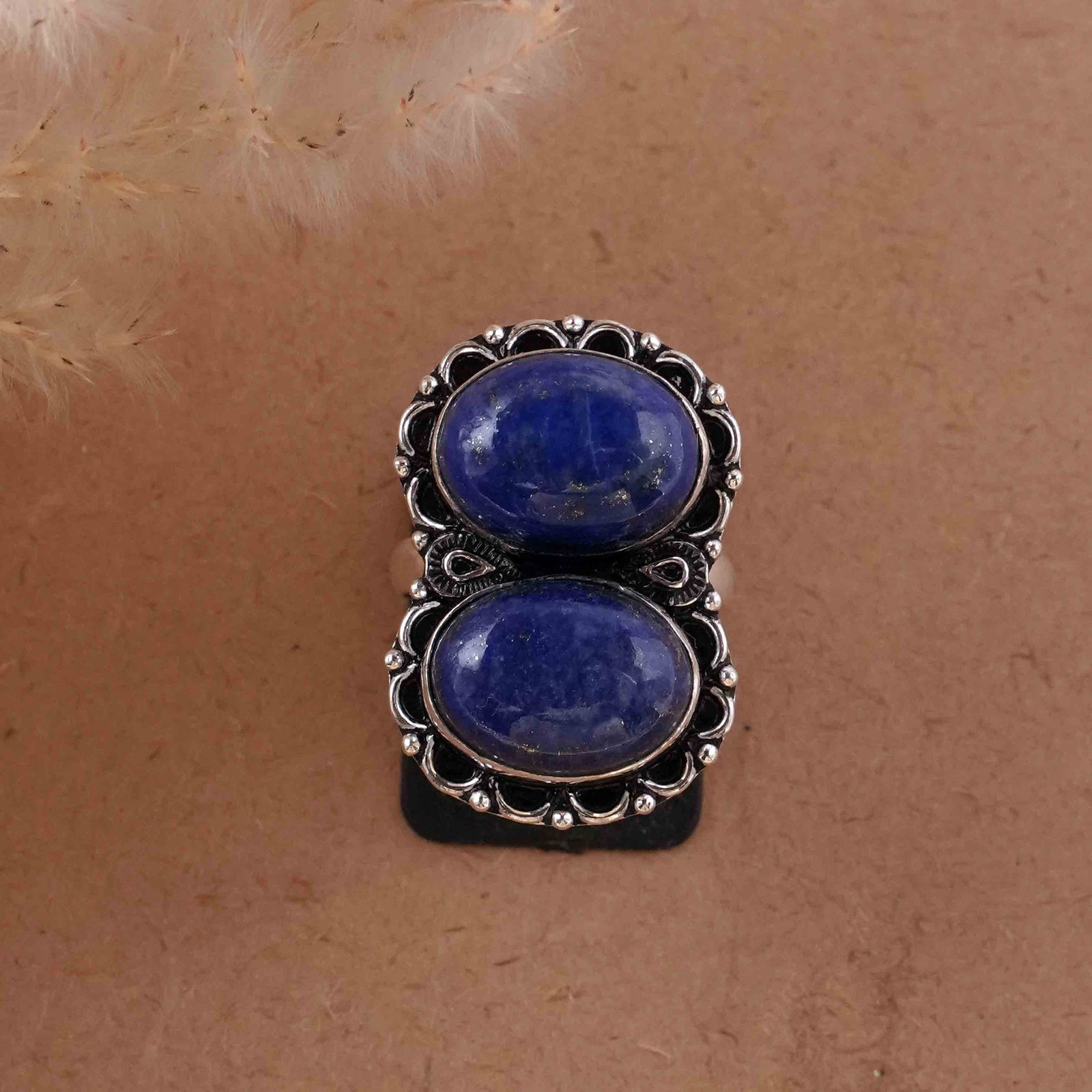 Natural Lapis Lazuli Silver Plated Handmade Ring - 9MM: Product ID: 260430124816 Product - Handmade Silver Plated Ring Metal - 92.5 Sterling Silver Plated Ring Size - 9MM Gemstone - Lapis Lazuli Gemstone Origin - Afghanistan Gemstone Size - 12X16 MM ( 2 St