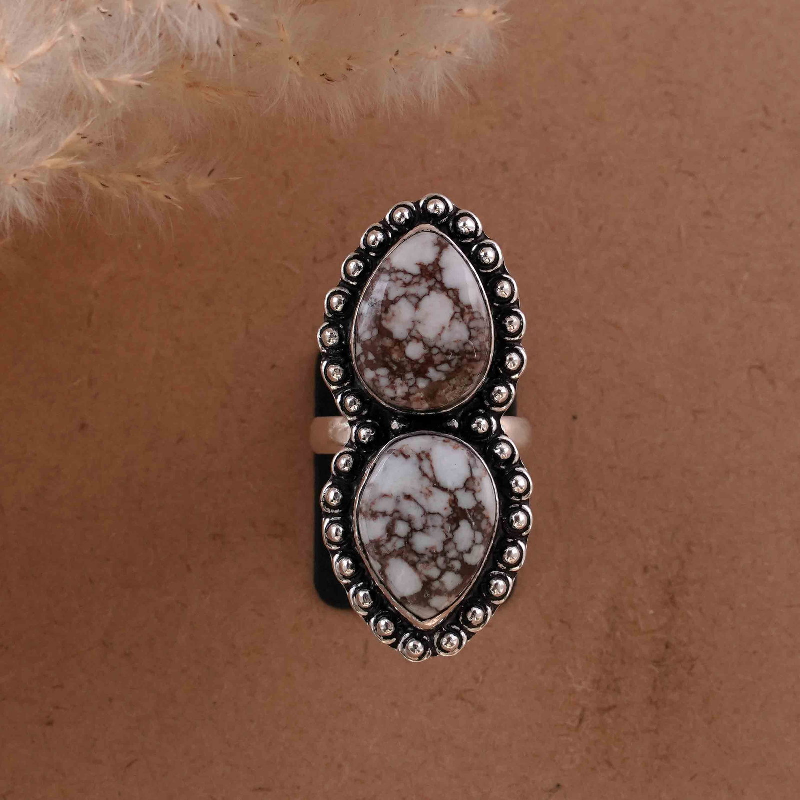 Natural Wild Horse Silver Plated Handmade Ring - 8MM: Product ID: 260430121806 Product - Handmade Silver Plated Ring Metal - 92.5 Sterling Silver Plated Ring Size - 8MM Gemstone - Wild Horse Gemstone Origin - United States Gemstone Size - 12X16 MM ( 2 St