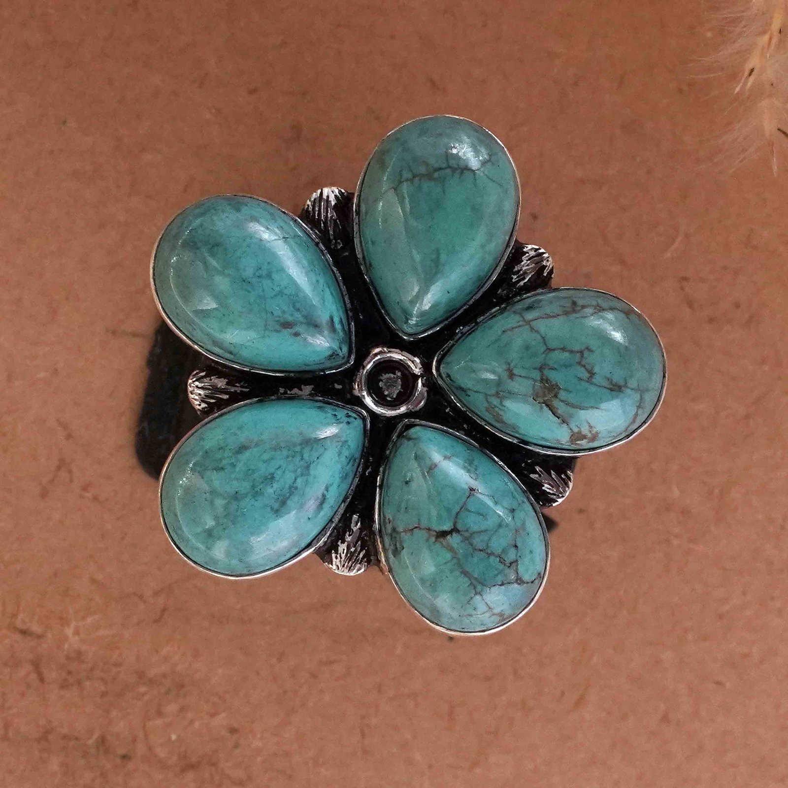 Natural Turquoise Silver Plated Handmade Ring - 7MM: Product ID: 260430121545 Product - Handmade Silver Plated Ring Metal - 92.5 Sterling Silver Plated Ring Size - 8MM Gemstone - Turquoise Gemstone Origin - Tibet Gemstone Size - 10X14 MM ( 5 Stone ) Gem
